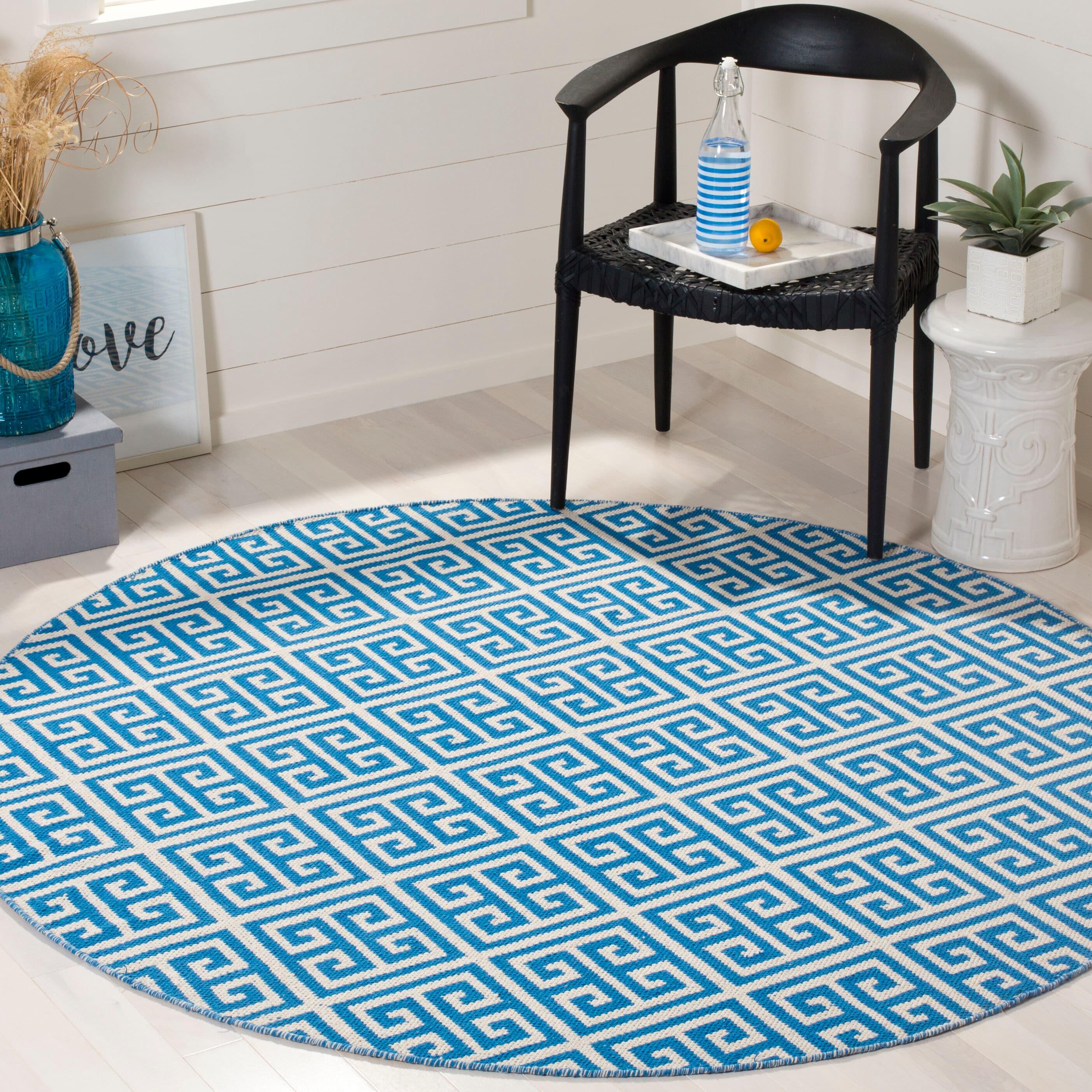 Montauk MTK724 Hand Woven Indoor Area Rug - Blue/Ivory - 6' round - Safavieh.