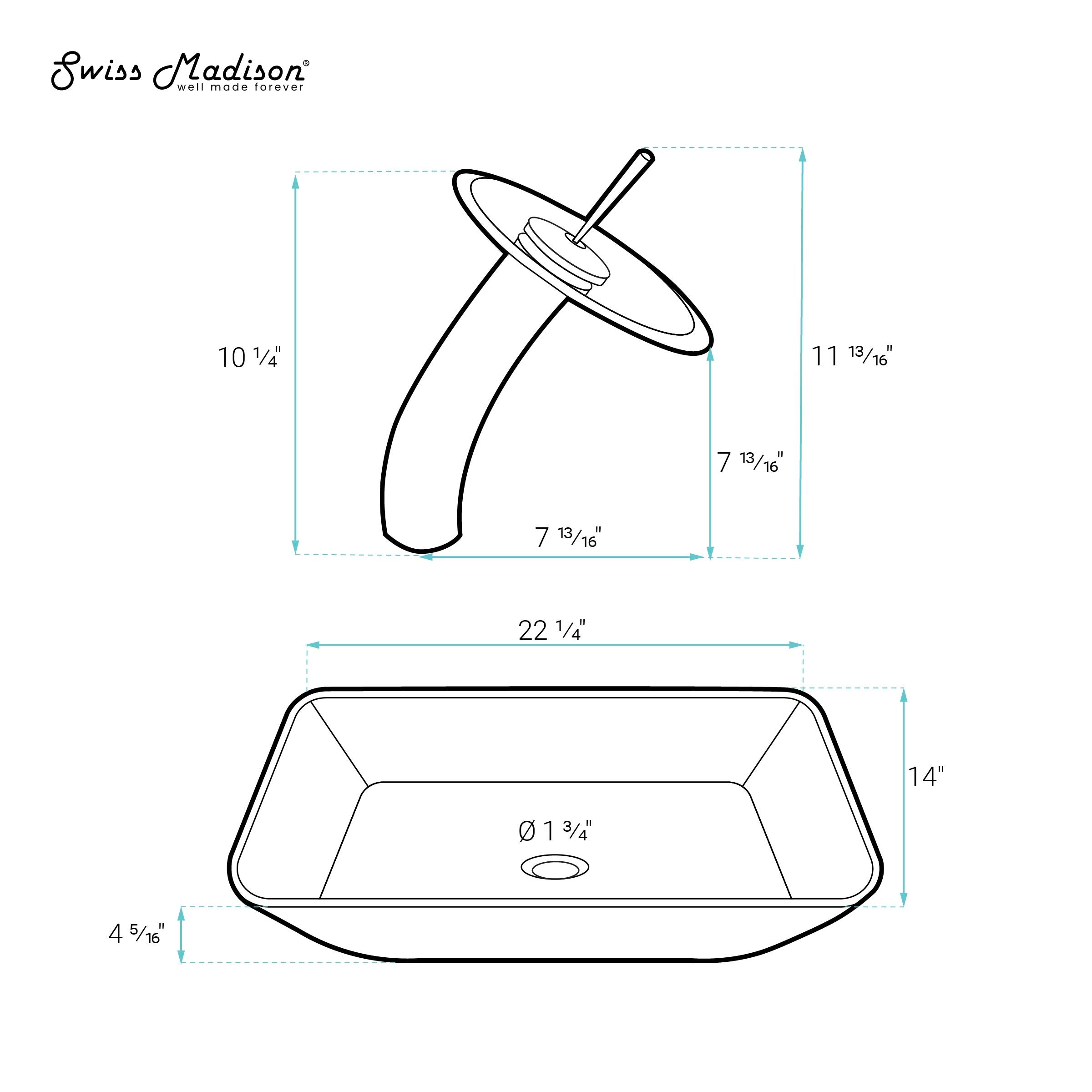 Cascade Rectangular Glass Vessel Sink with Faucet