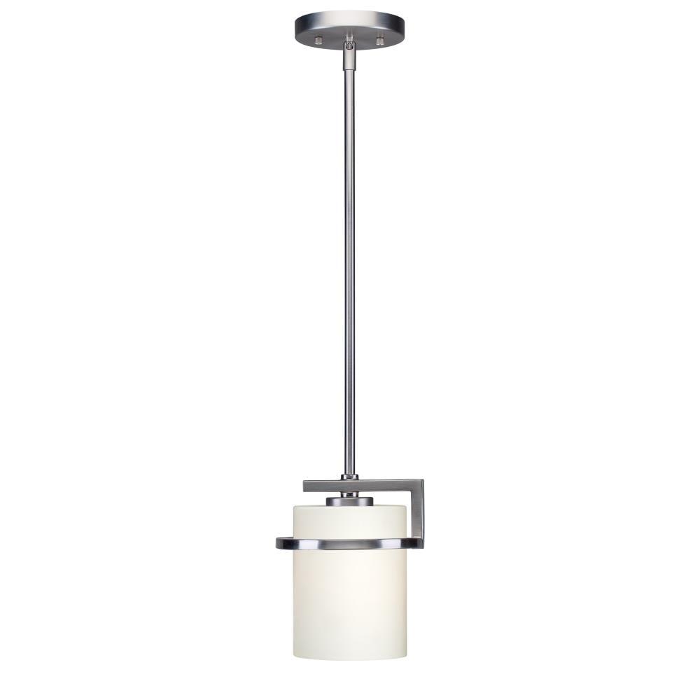 Halo 1-Light Brushed Nickel Mini Pendant with Satin Opal Glass - Brushed Nickel