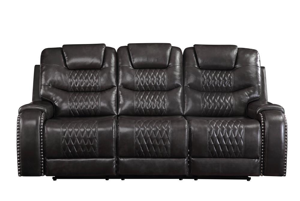 90" Braylon Sofa Magnetite PU - Acme Furniture: Reclining, Plush Cushioning, Includes 1 Pillow