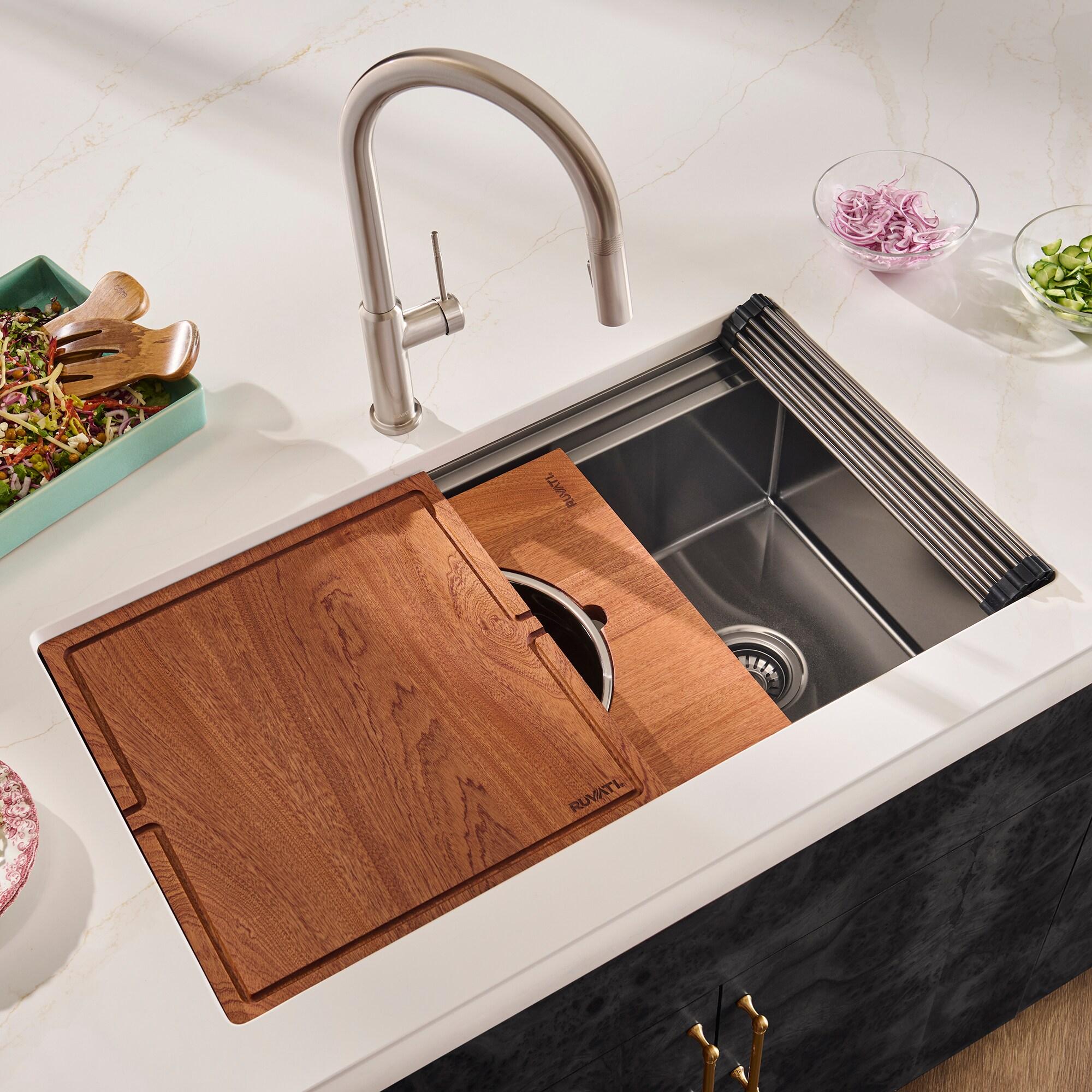 Ruvati 20 x 14 inch Semi-Recessed Drop-in Topmount Rectangular Bathroom Sink