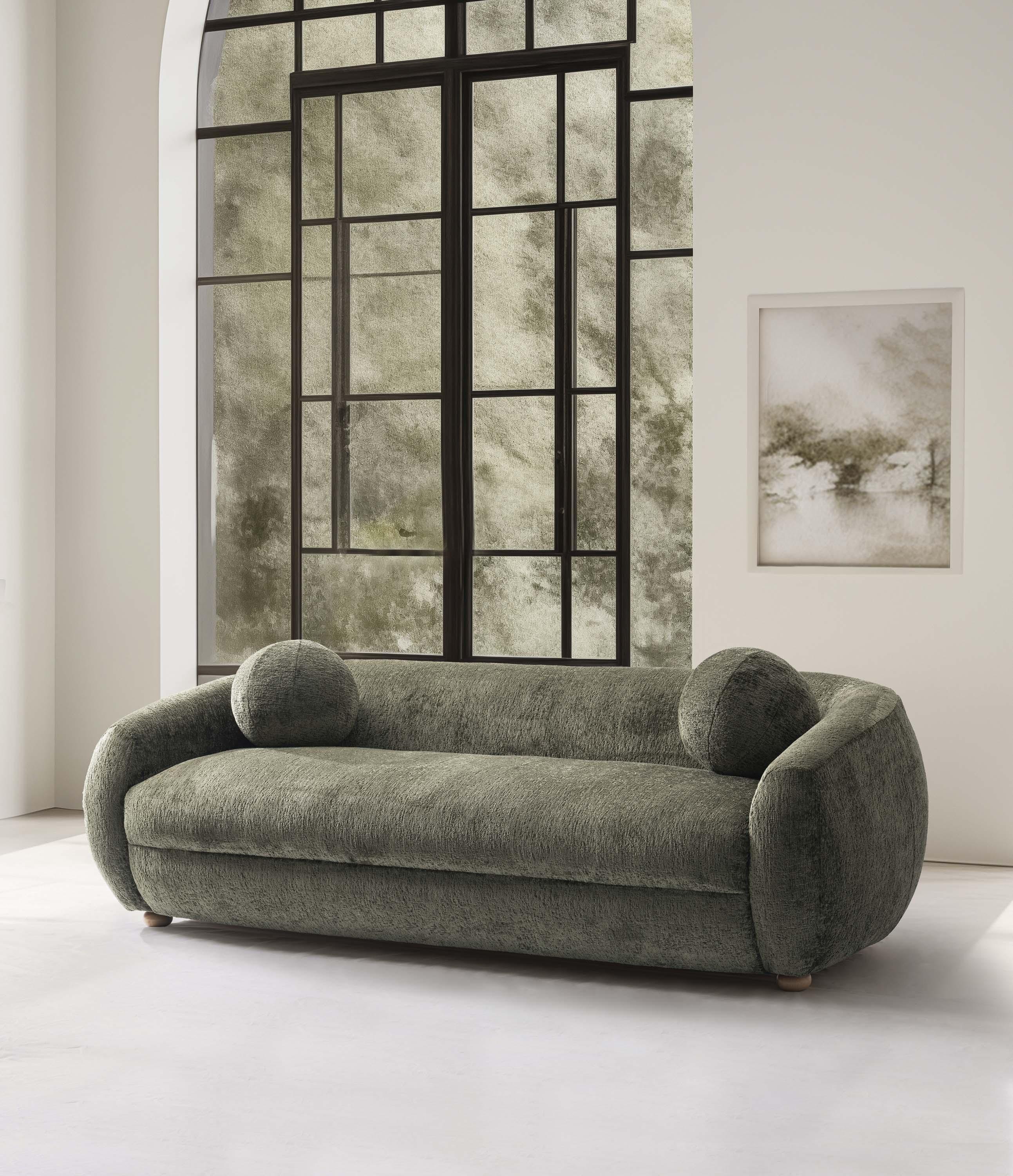 Manhattan Comfort 85.8" Tribeca Modern Chenille Upholstered Sofa Olive Green