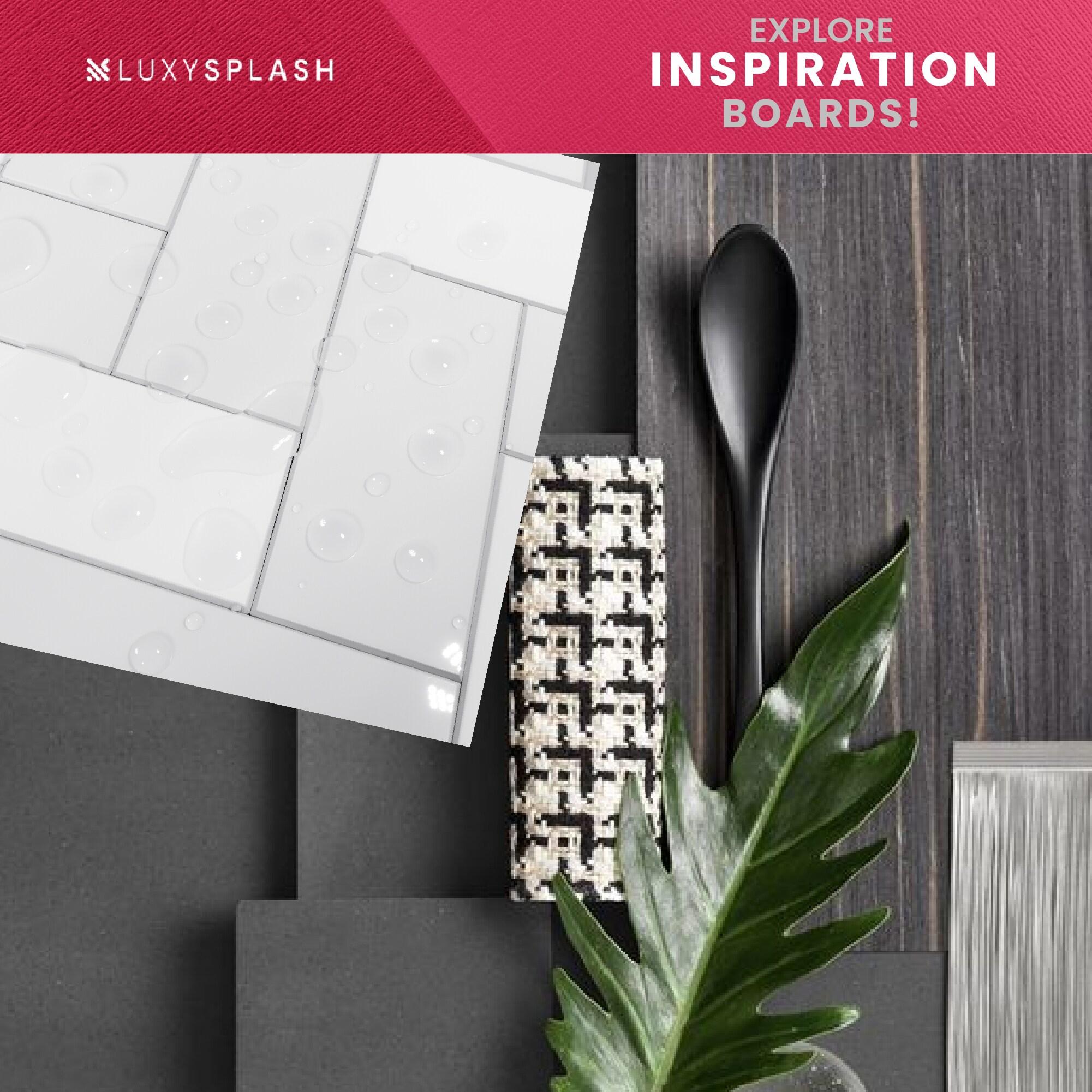 LuxySplash Drita 12-in x 18-in Ultra-Glossy Stone Composite Peel and Stick Wall Tile (3-sq. ft/ Carton)