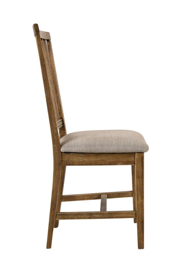 Acme Wallace II Side Chair (Set-2), Tan Linen & Weathered Oak Finish