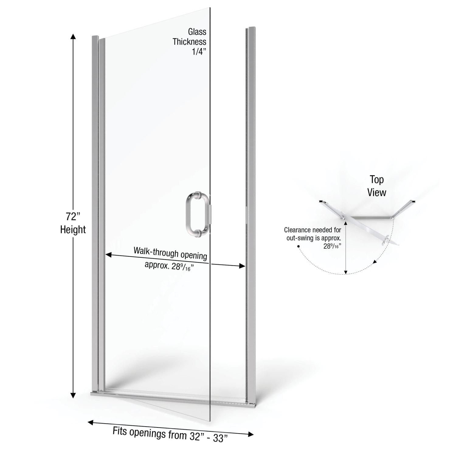 Infinity 33" W x 72" H Semi-Frameless Shower Door
