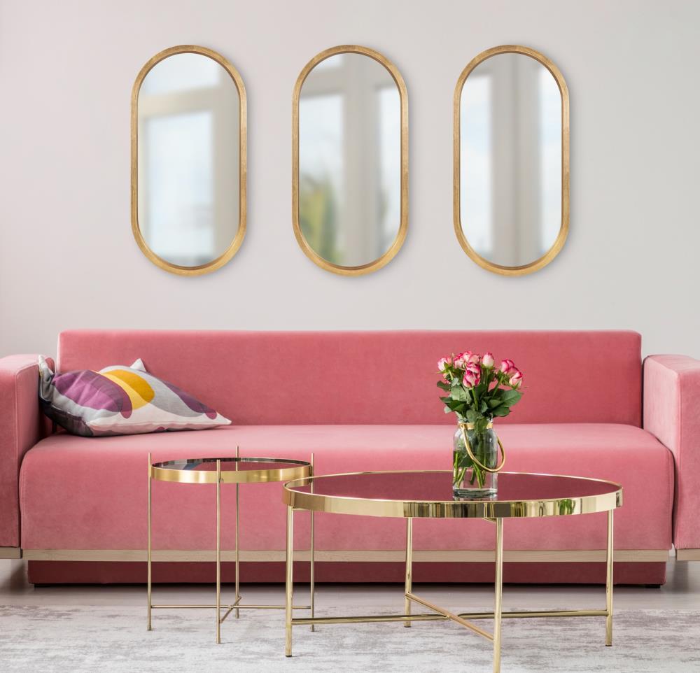 12" x 24" Travis Oval Wall Mirror Gold - Kate & Laurel All Things Decor: Modern MDF Frame, No Assembly Required