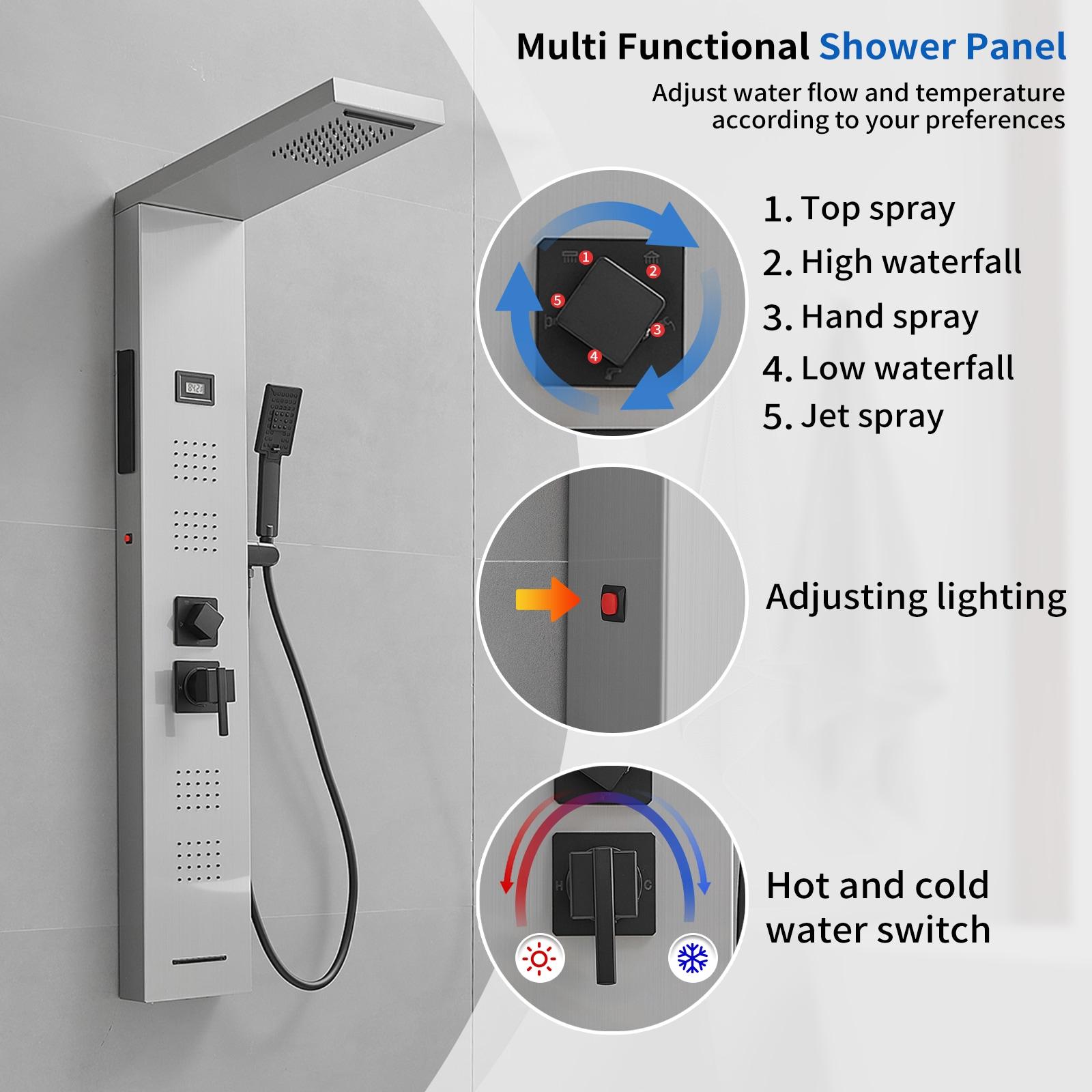 52'' Shower Panel with Fixed Shower Head