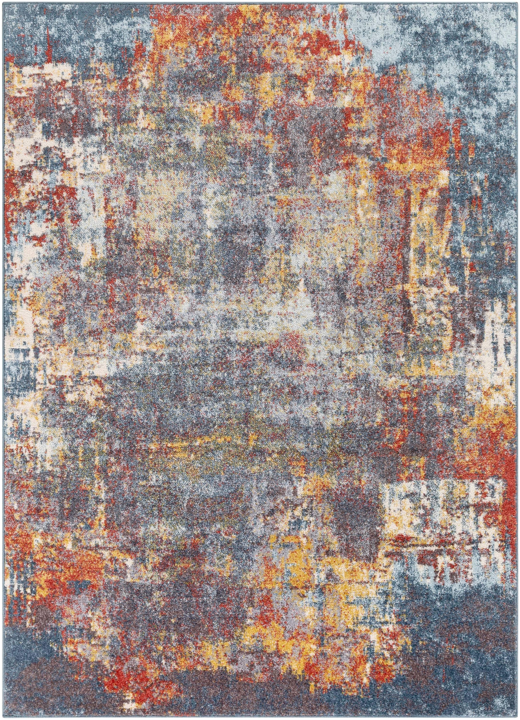 Livabliss 5'3"x7'3" Strata Modern Rugs Blue: Midcentury 5x7 Indoor Area Rug, Fade & Stain-Resistant
