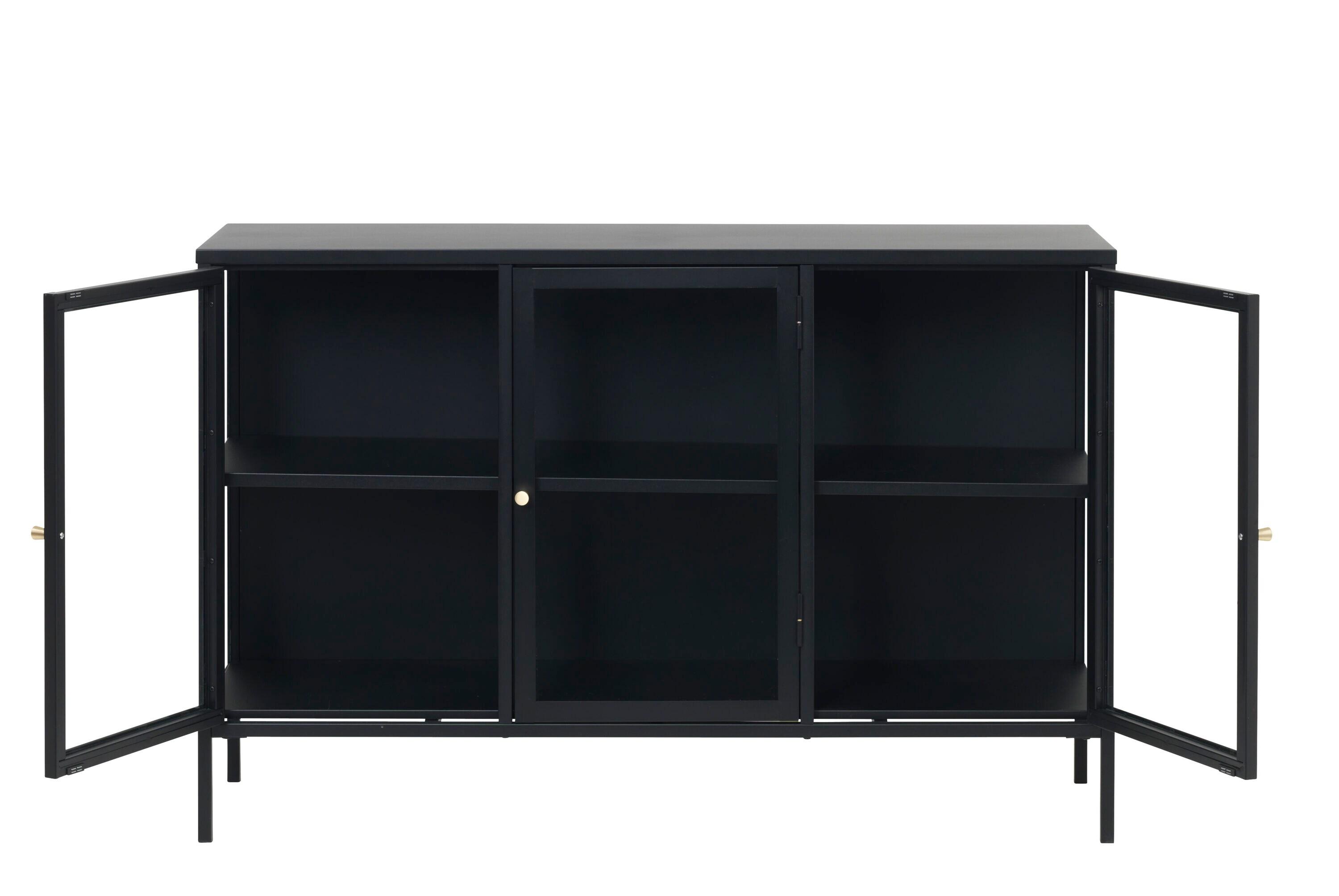 3-Section Metal and Glass Sideboard in Black