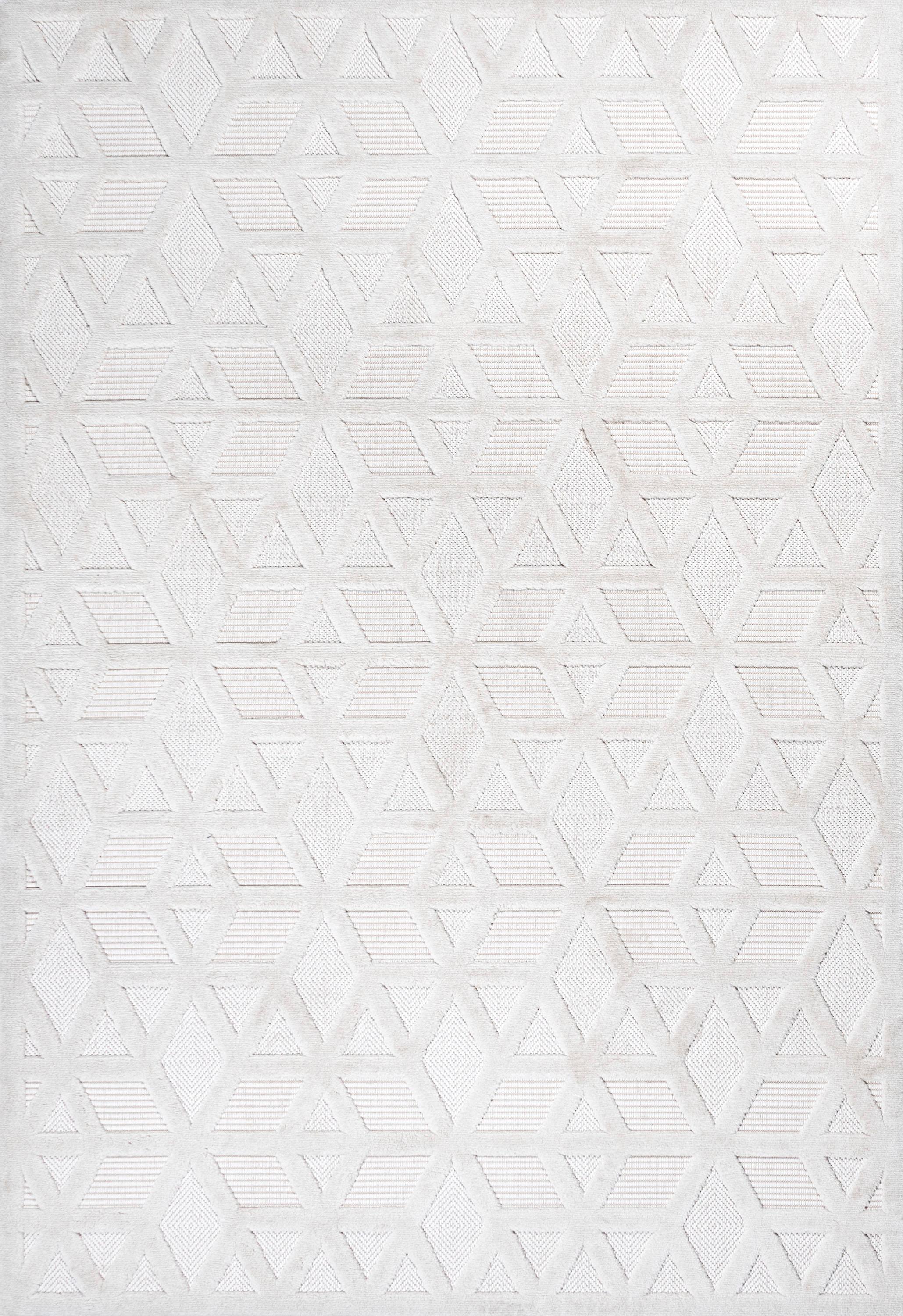 3'x5' Talaia Neutral Geometric Indoor/Outdoor Area Rug, Ivory - JONATHAN Y