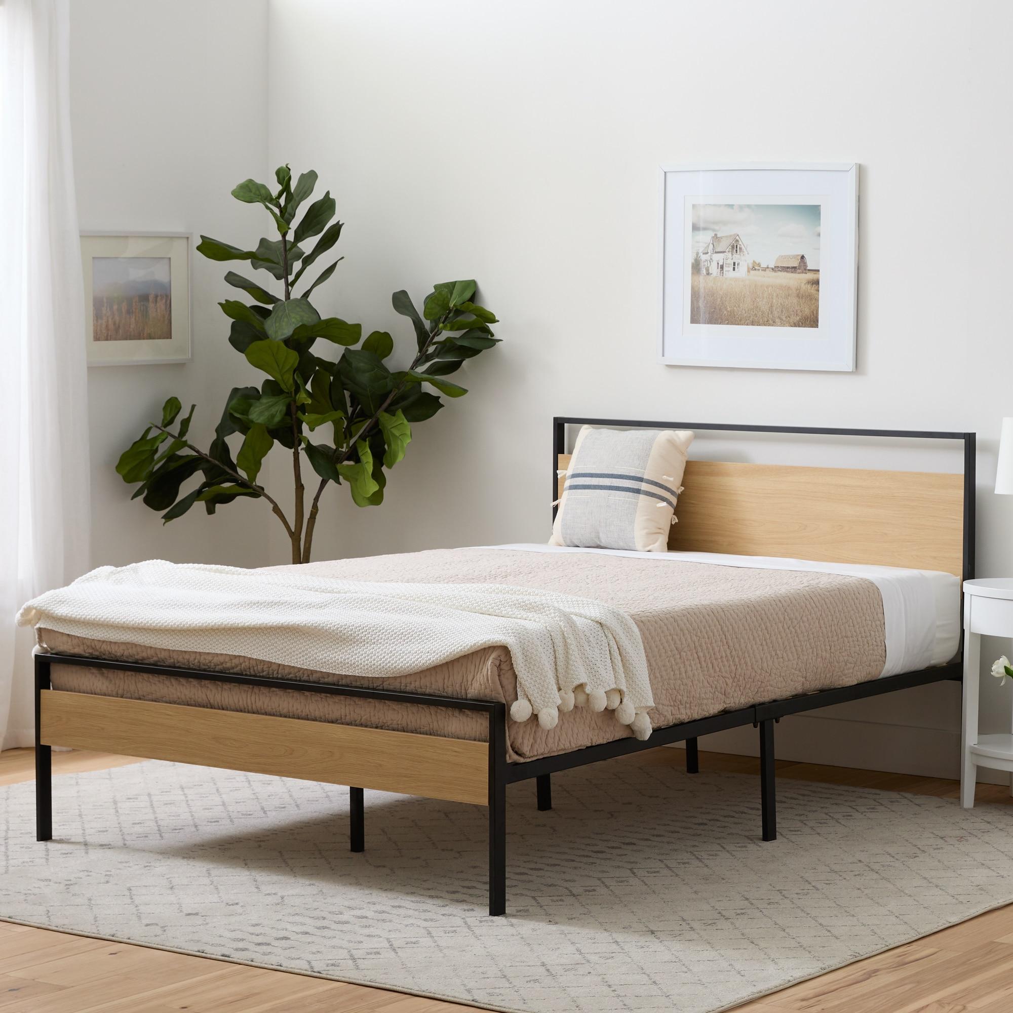 Nora Metal and Wood Platform Bed Frame - Brookside Home