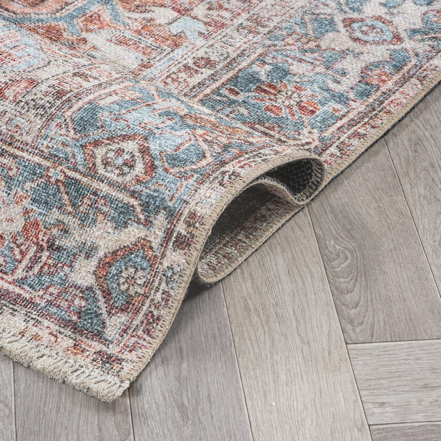 World Rug Gallery Vintage Distressed Machine Washable Area Rug- RED 9'X12'