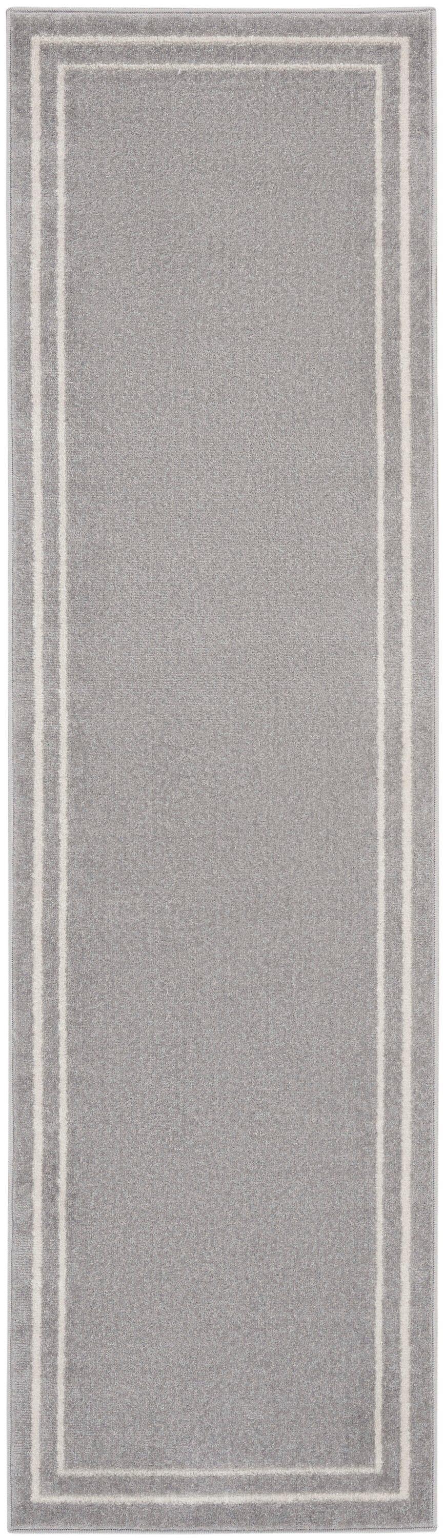 Nourison Essentials 2'2" x 7'6 Grey/Ivory Contemporary Indoor/Outdoor Rug