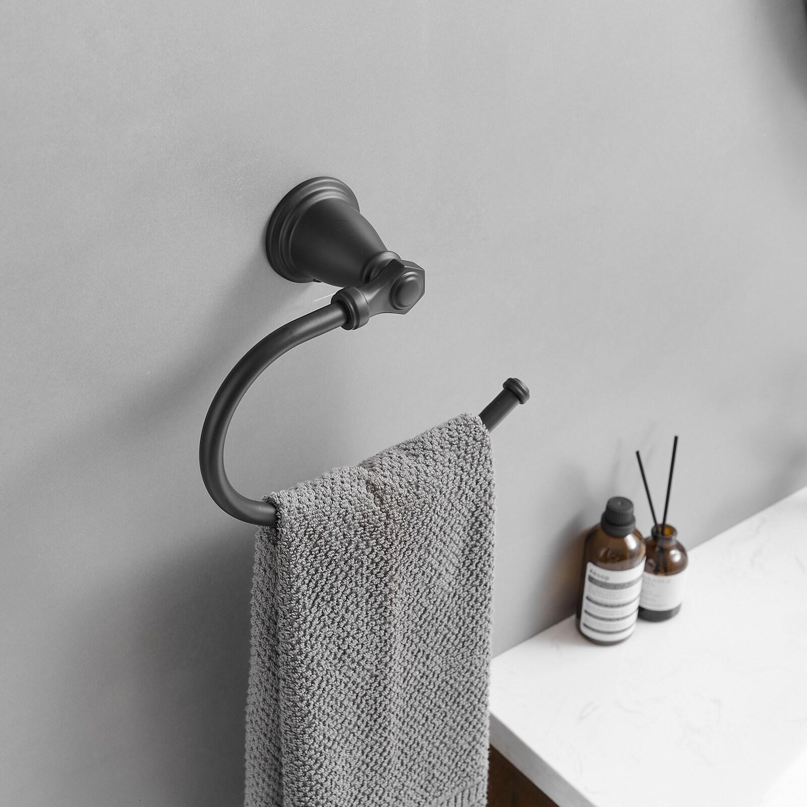 BWE 4-Piece Bath Hardware Set with Towel Bar Hand Towel Holder Toilet Paper Holder Towel Hook Square