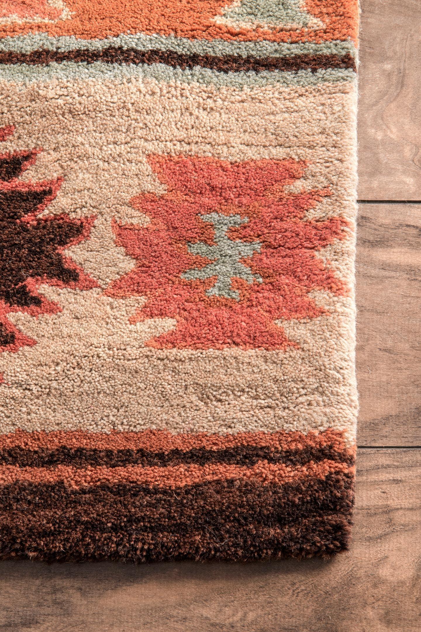4'x6' Hand Tufted Shyla Area Rug Beige - nuLOOM: Wool, Bohemian Style, Medium Pile, Indoor Use