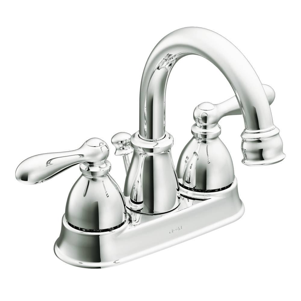 Moen Caldwell Chrome 4-in centerset 2-Handle WaterSense Bathroom Sink Faucet with Drain