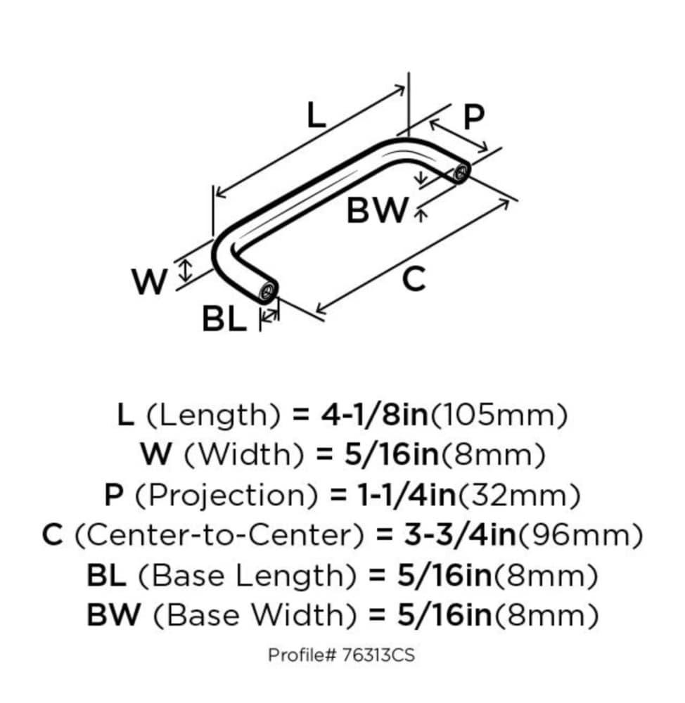 Brushed Chrome 3-3/4 Inch Cabinet Pull with Mounting Hardware