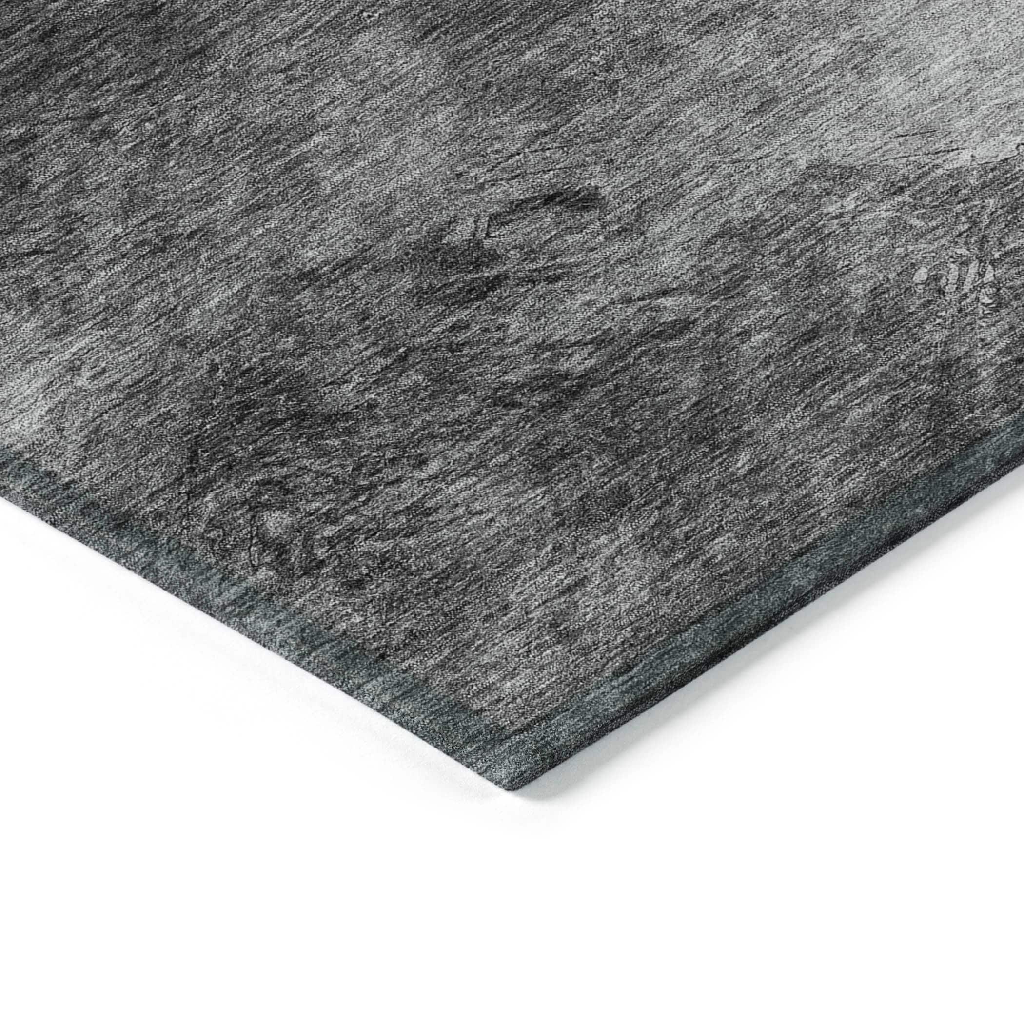 Gray Rectangular Machine Washable Synthetic Area Rug