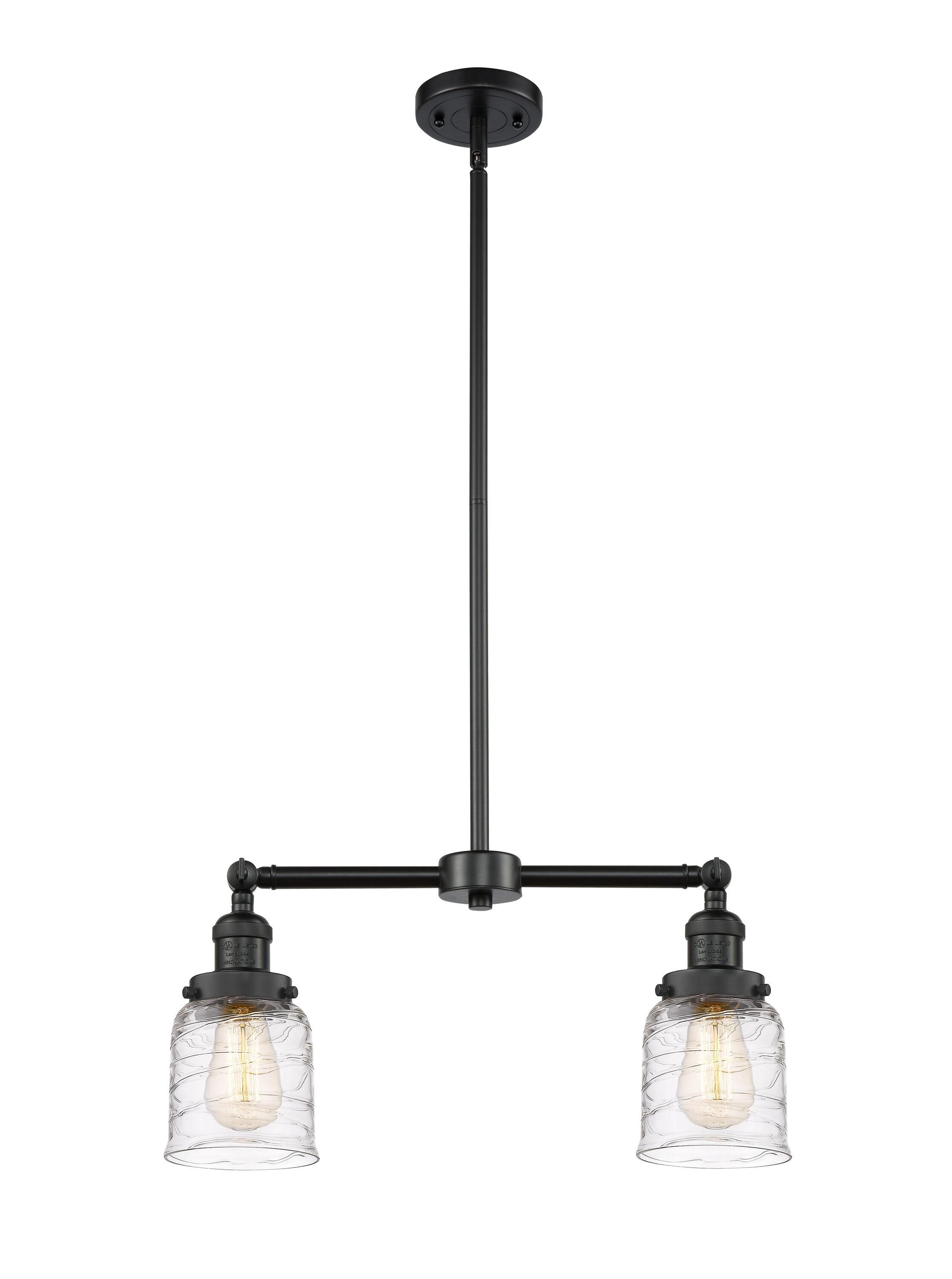 Innovations Lighting  Bell 2 Light 21" Island Light Deco Swirl/Matte Black