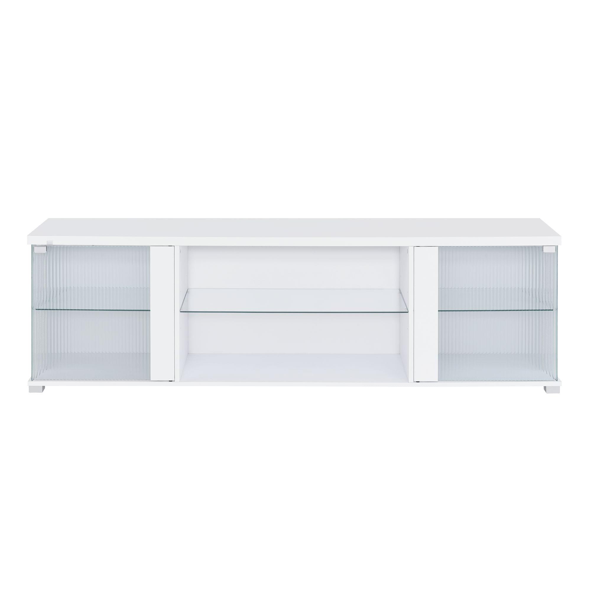 Picket House Furnishings Indira  70" TV Stand with LED in Glossy White