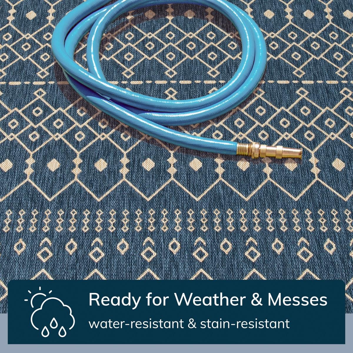 Marshanna Nord Trellis Blue Indoor/Outdoor Flat-Weave Area Rug