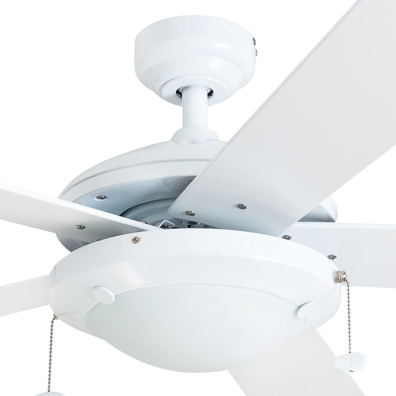 Prominence Home Bolivar 52" White Ceiling Fan with 5 Blades, Integrated LED Light Kit, Pull Chains & Reverse Airflow