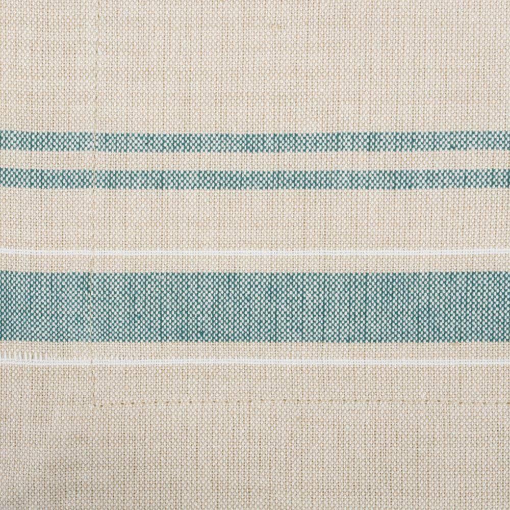 DII French Stripe Placemat Set 6 Piece, Taupe/Teal, 13x19"