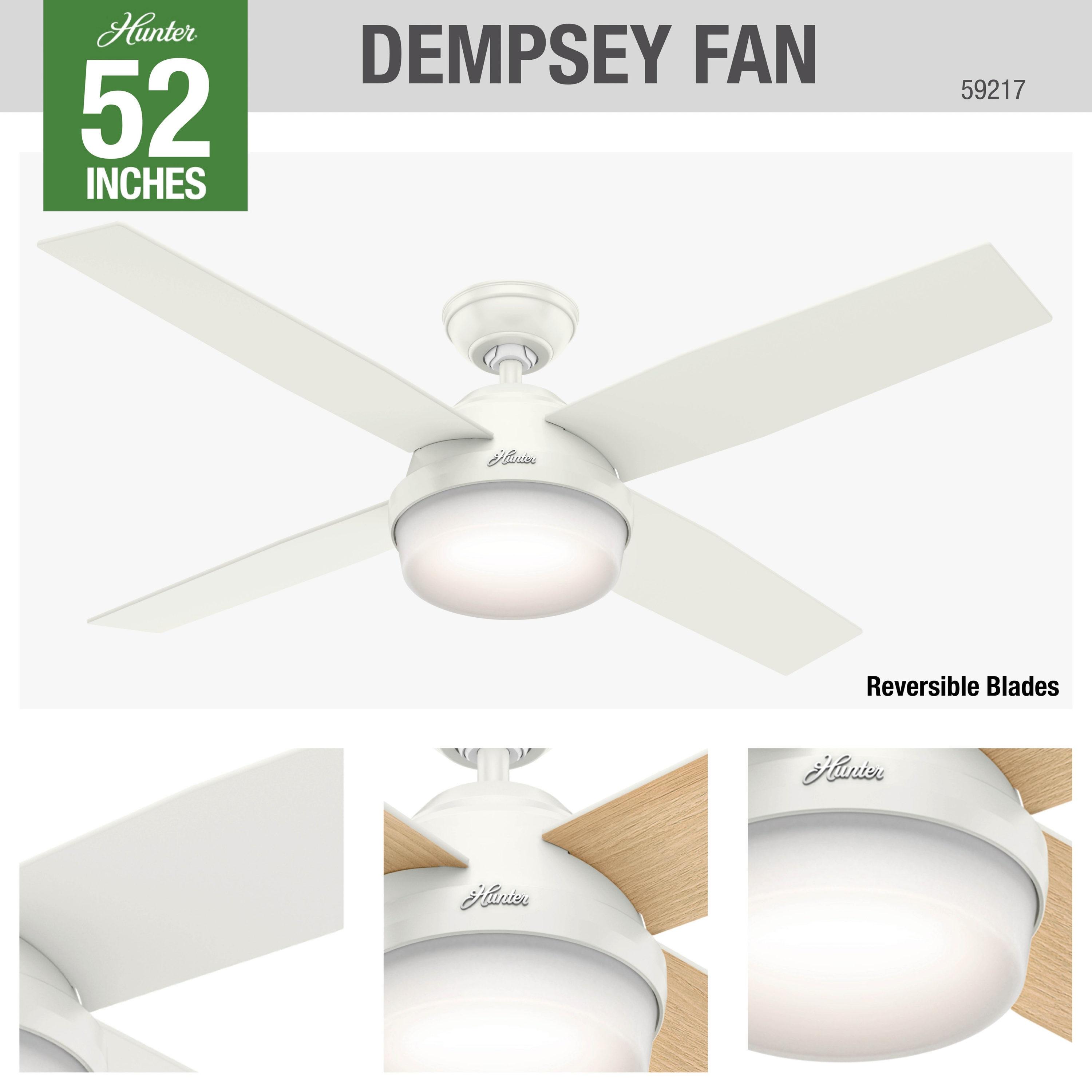 Dempsey 52" 4 - Blade Contemporary Indoor Ceiling Fan with Lights and Remote