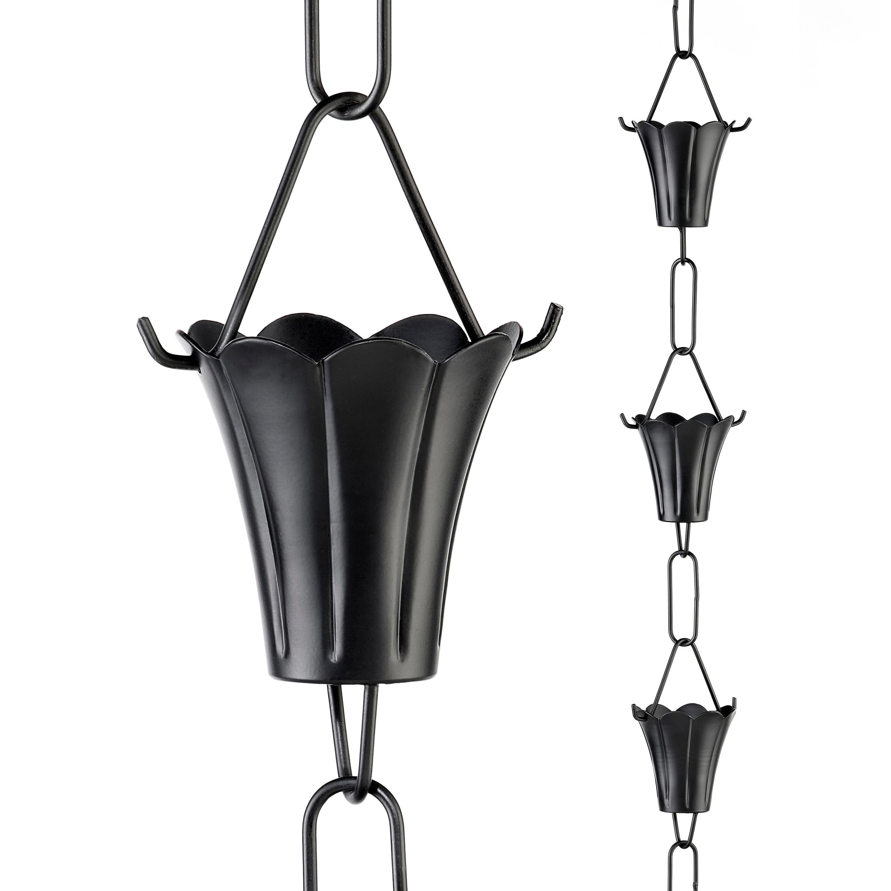 Fluted Flower Black Aluminum 8.5 ft Rain Chain