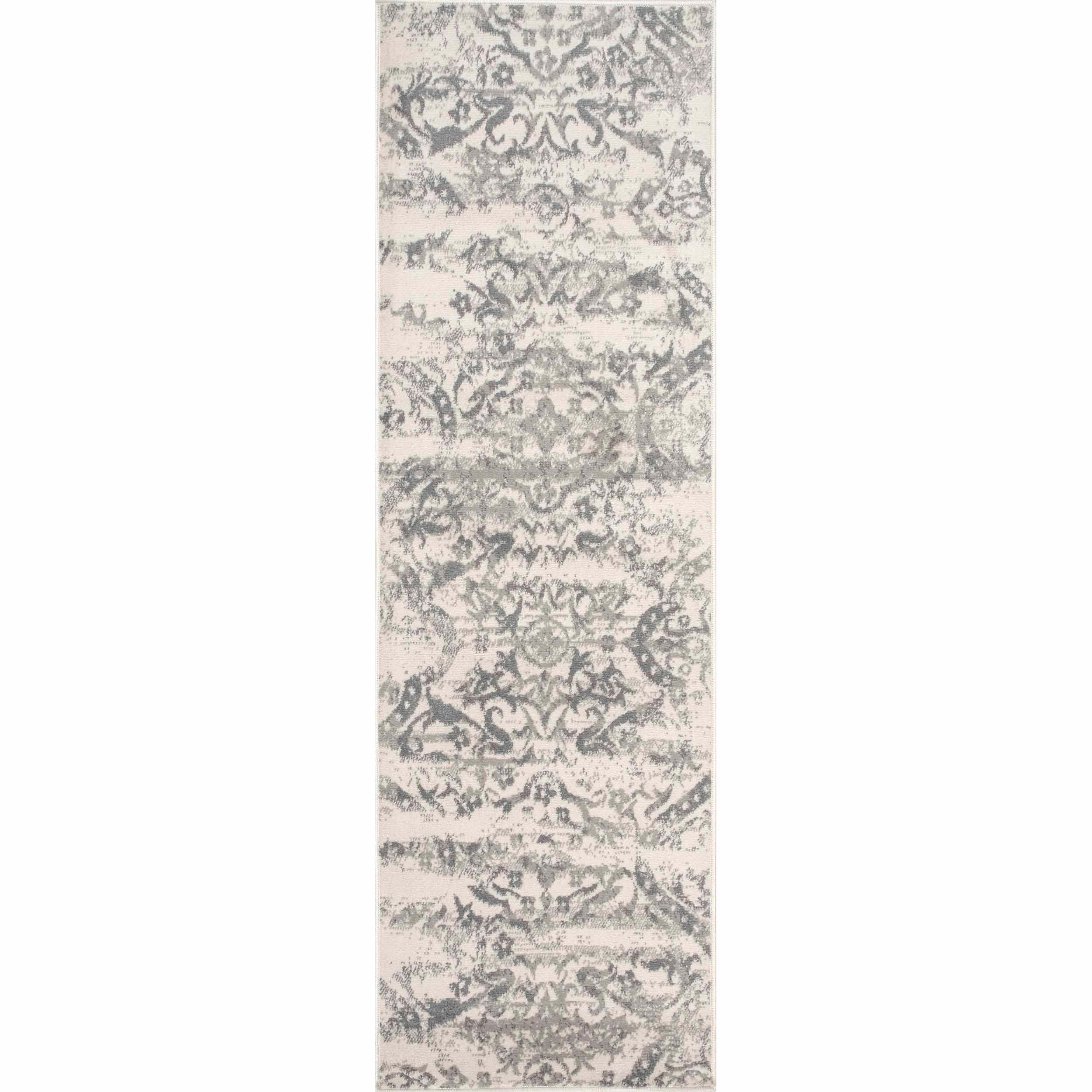 Nuloom Freja Floral & Paisley 2x14 Runner Indoor Area Rug for Living Room Bedroom Dining Room Entryway Hallway Kitchen, Grey/Cream