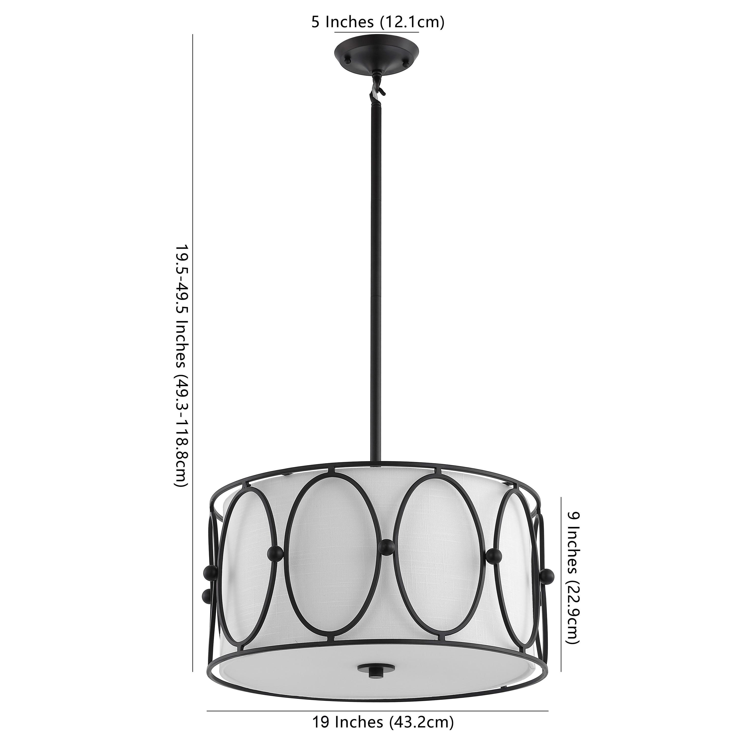 Violetta Coastal-Transitional 19" LED Drum Pendant in Oil-Rubbed Bronze with White Shade