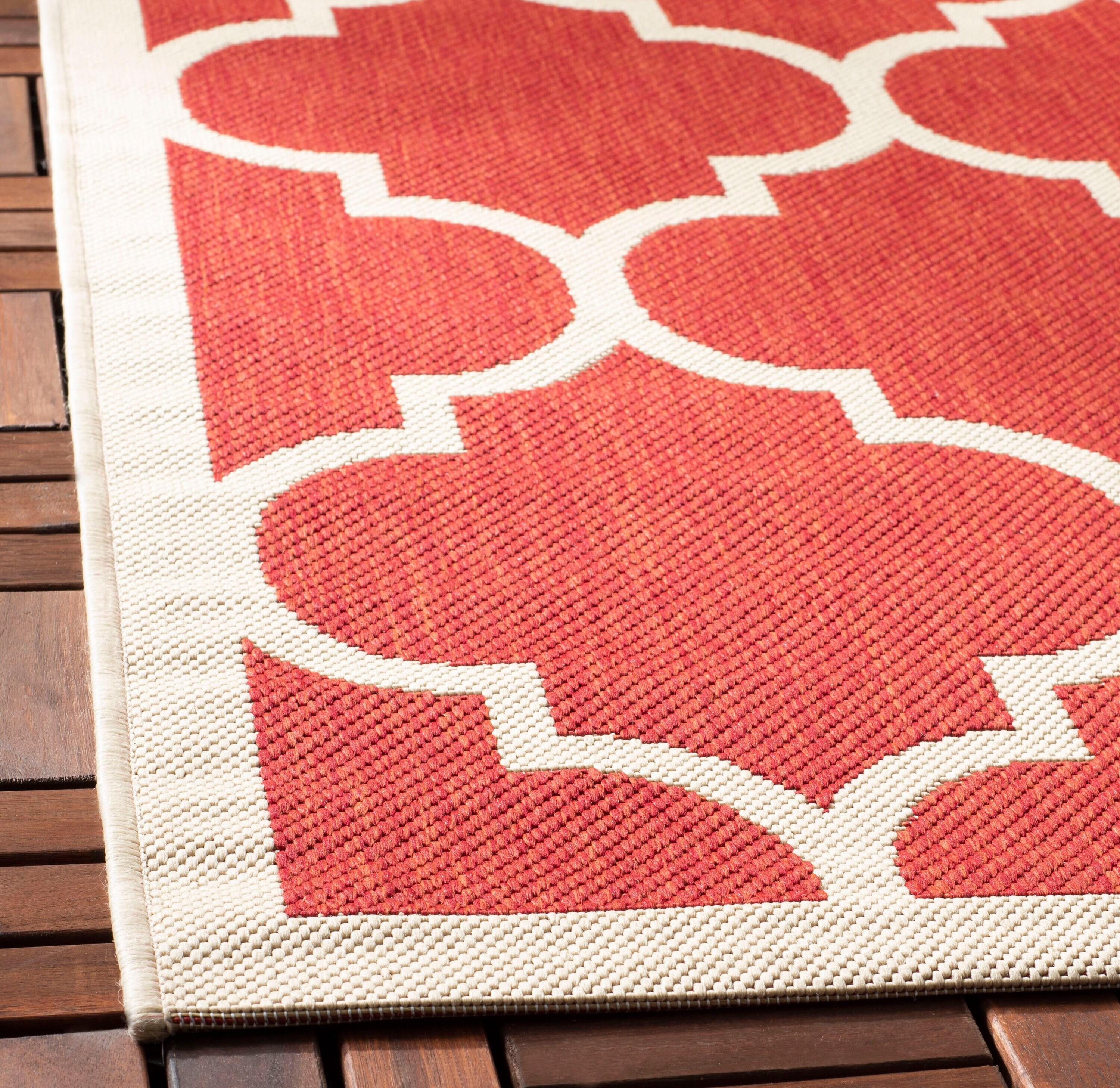 Courtyard CY6914 Power Loomed Indoor/Outdoor Runner Rug - Red/Bone - 2'3"x6'7" - Safavieh.