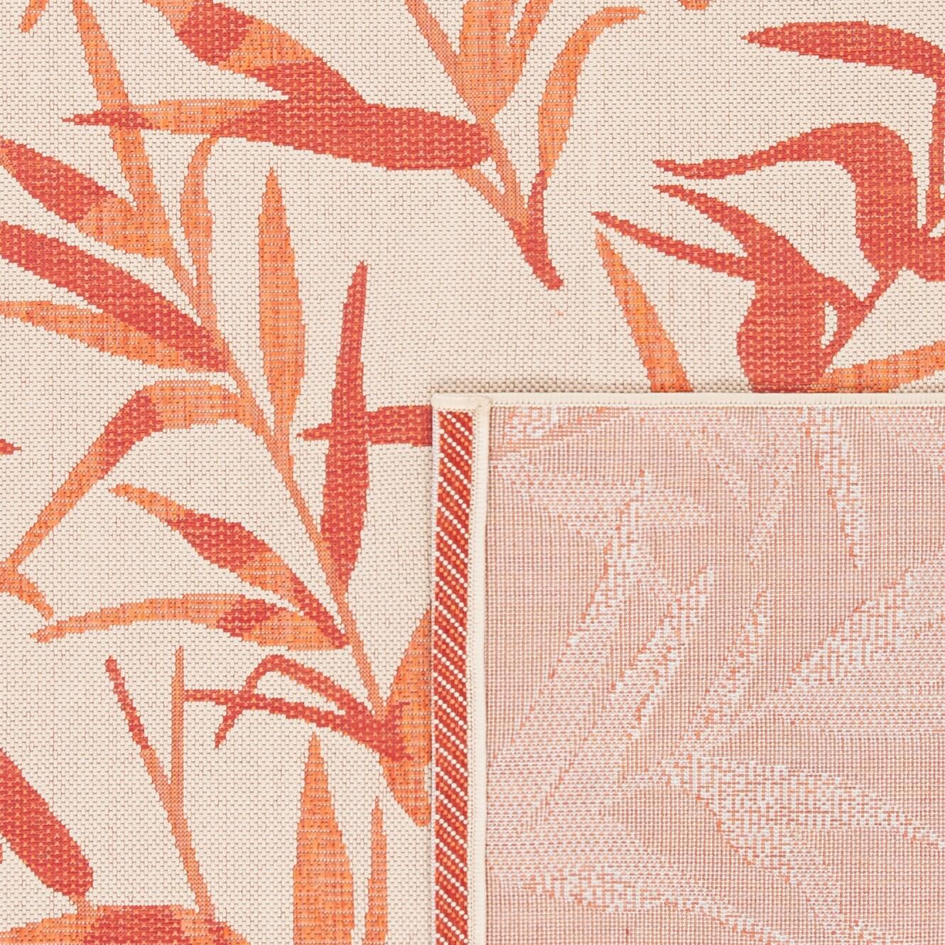 SAFAVIEH Courtyard Alannis Botanical Indoor/Outdoor Area Rug, Beige/Terracotta, 9' x 12'