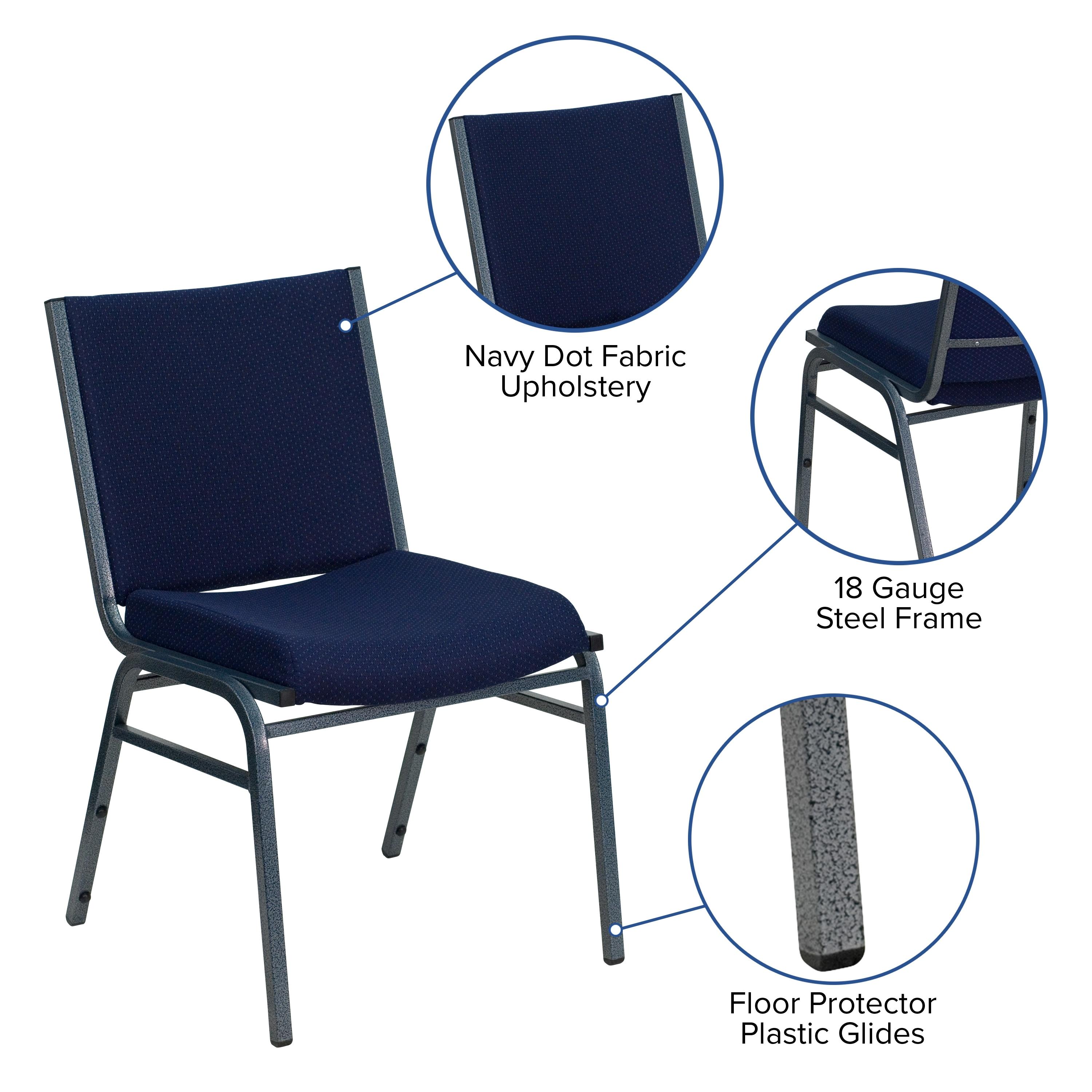 Flash Furniture HERCULES Series Heavy Duty Navy Blue Dot Fabric Stack Chair