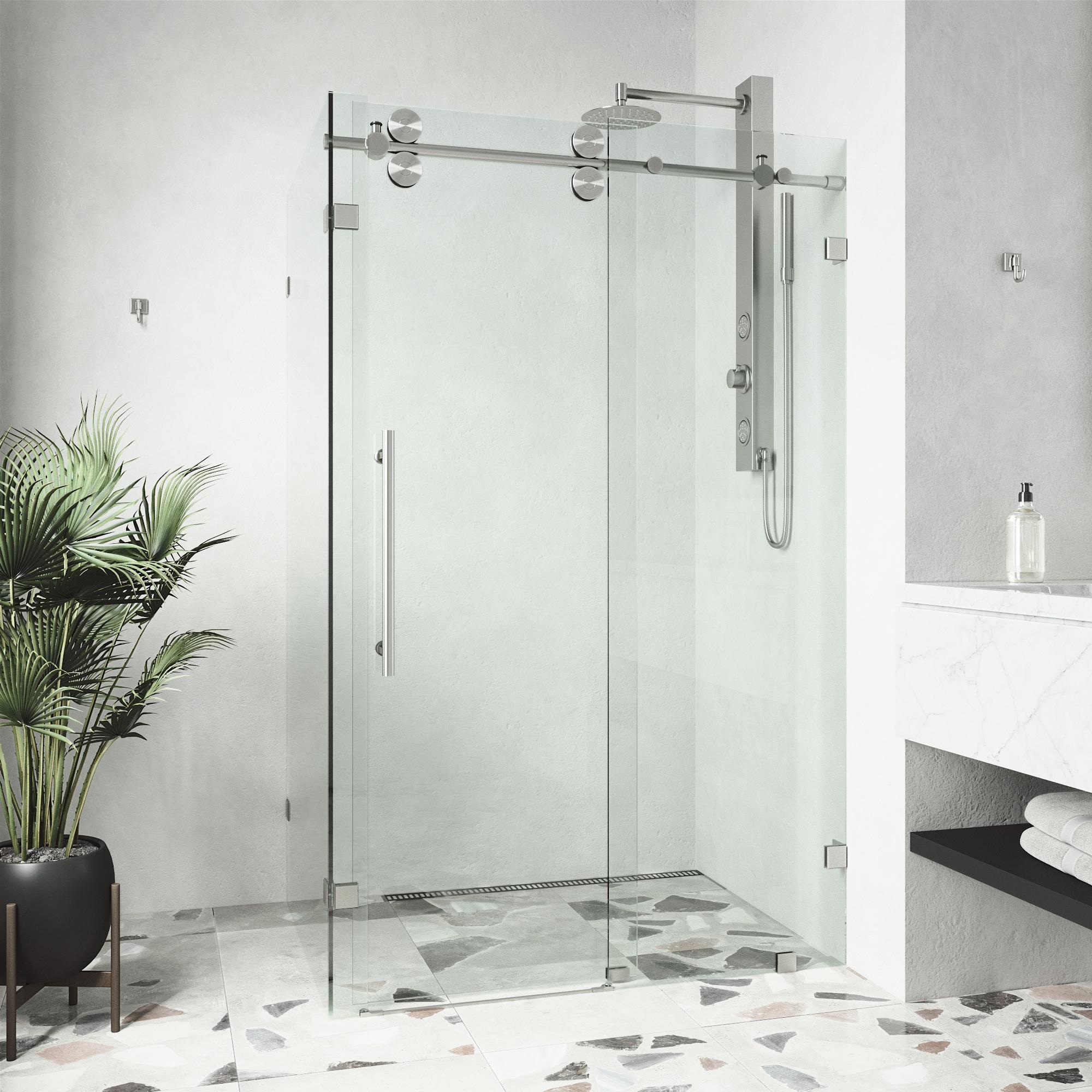 Winslow 46" W x 35" D x 74" H Sliding Frameless Shower Enclosure with 3/8Clear Glass
