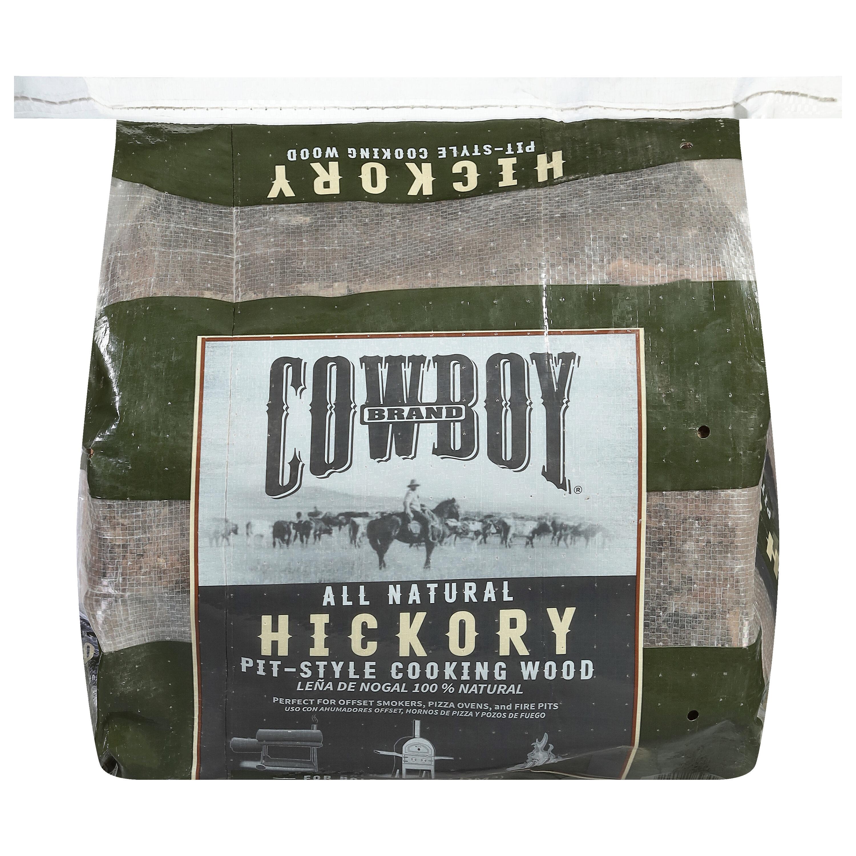 Cowboy .65 cu ft Hickory Cooking Wood: Kiln Dried, Long-Burning Fire Logs for Grills & Smokers