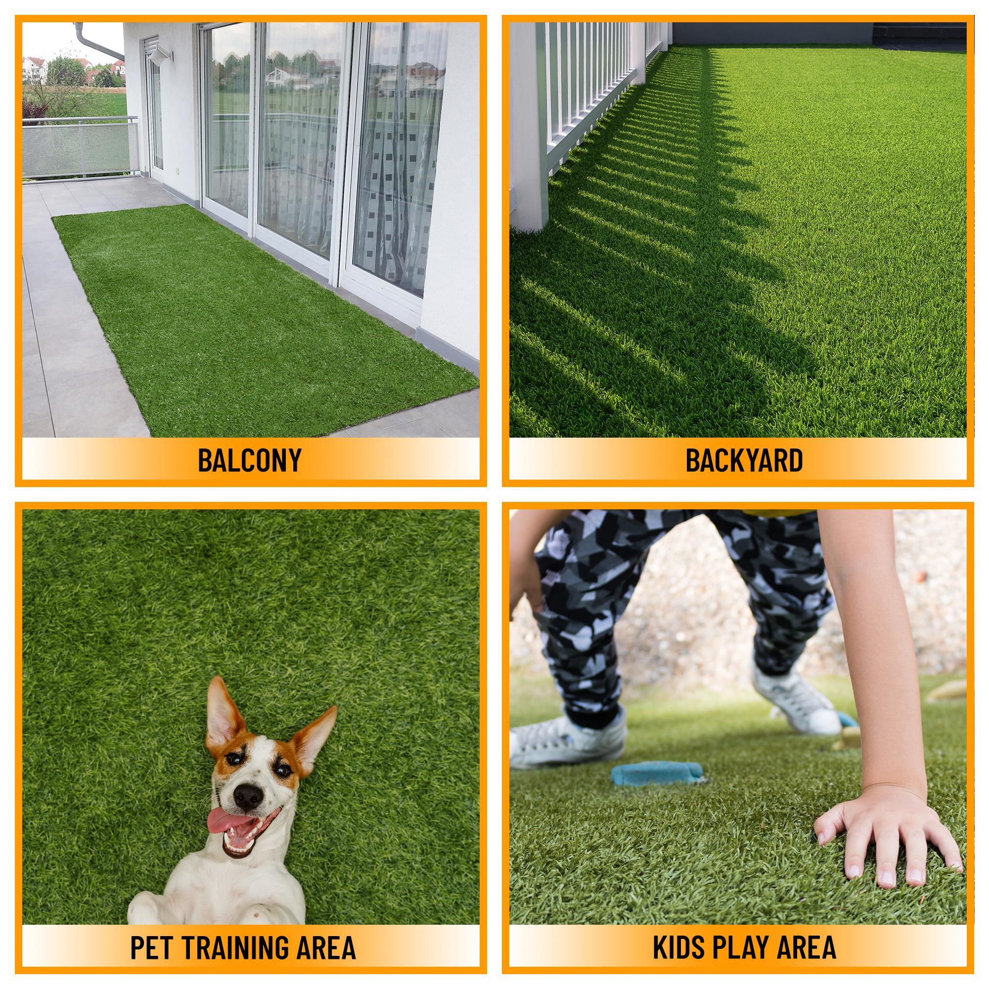 Ottomanson Grass Waterproof Indoor/Outdoor Realistic Feel Artificial Grass Turf Rugs and Rolls Customized Size For Balcony, Patios