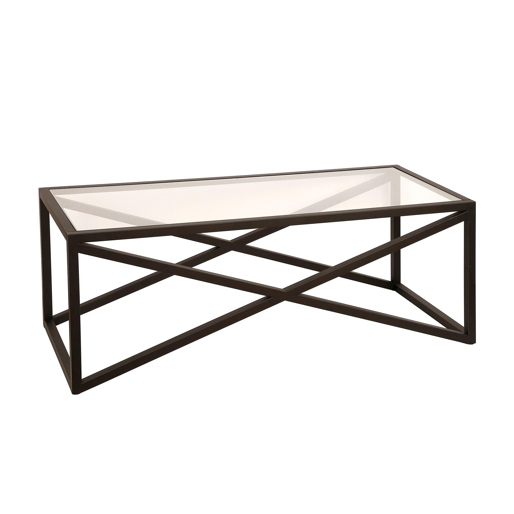 Evelyn&Zoe Calix 46" Wide Rectangular Coffee Table, Blackened Bronze