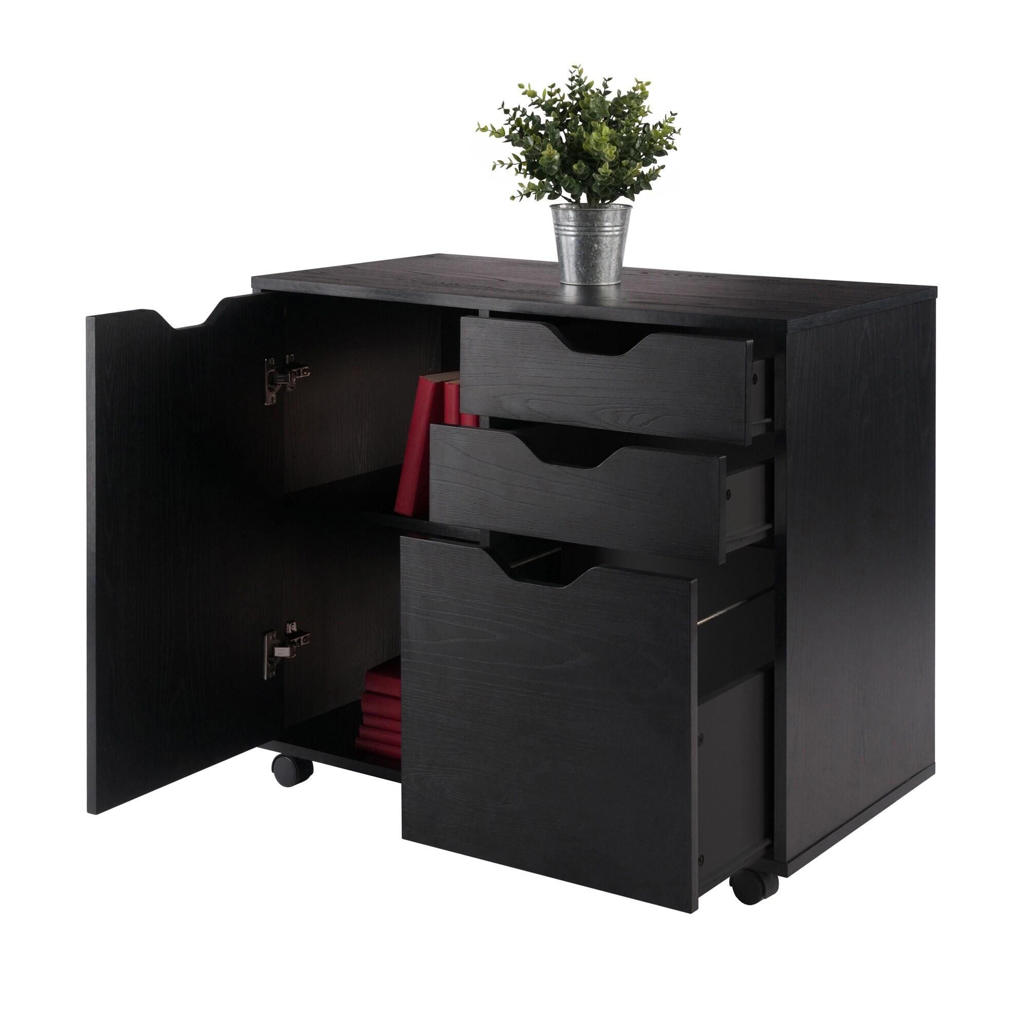 Winsome Halifax 2 Sections Mobile Filing Cabinet Black : MDF Construction, Office Storage, 2 Drawers