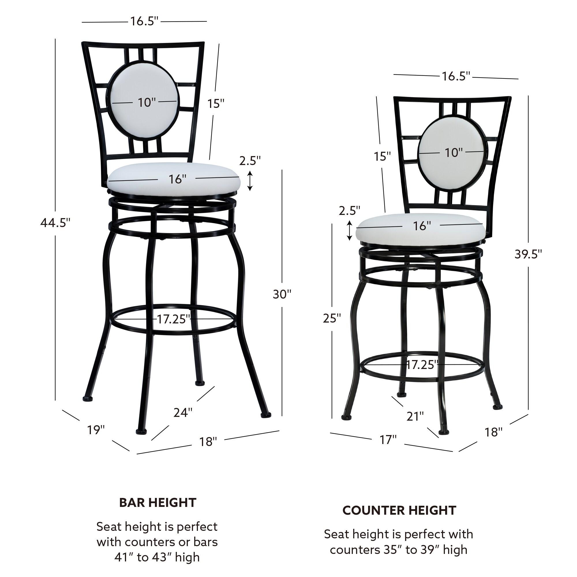 Linon Townsend Steel 24"-30" Adjustable Leg Armless Upholstered Stool in Black
