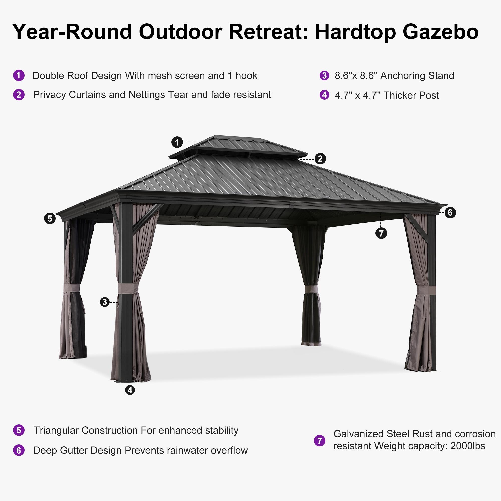 Purple Leaf Metal Patio Gazebo