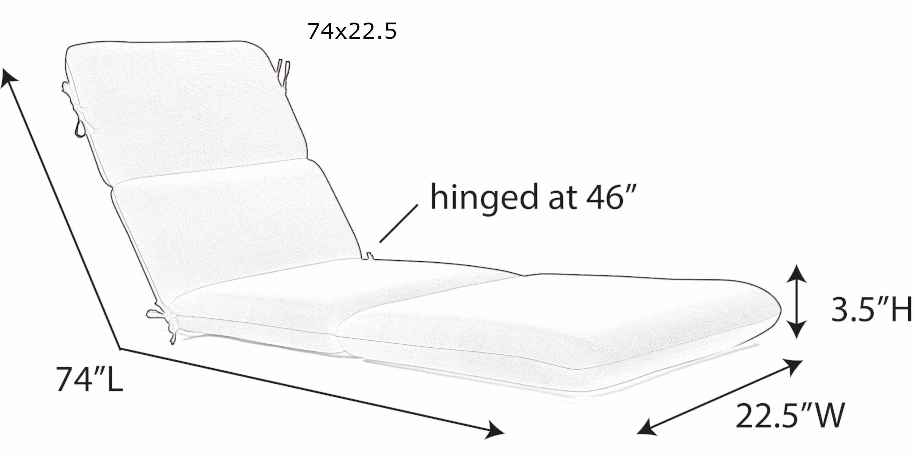 Casual Cushion Solid Sunbrella® Fabric 1-Piece Outdoor Chaise Cushion, 22.5"W x 74"L, Cast Ash