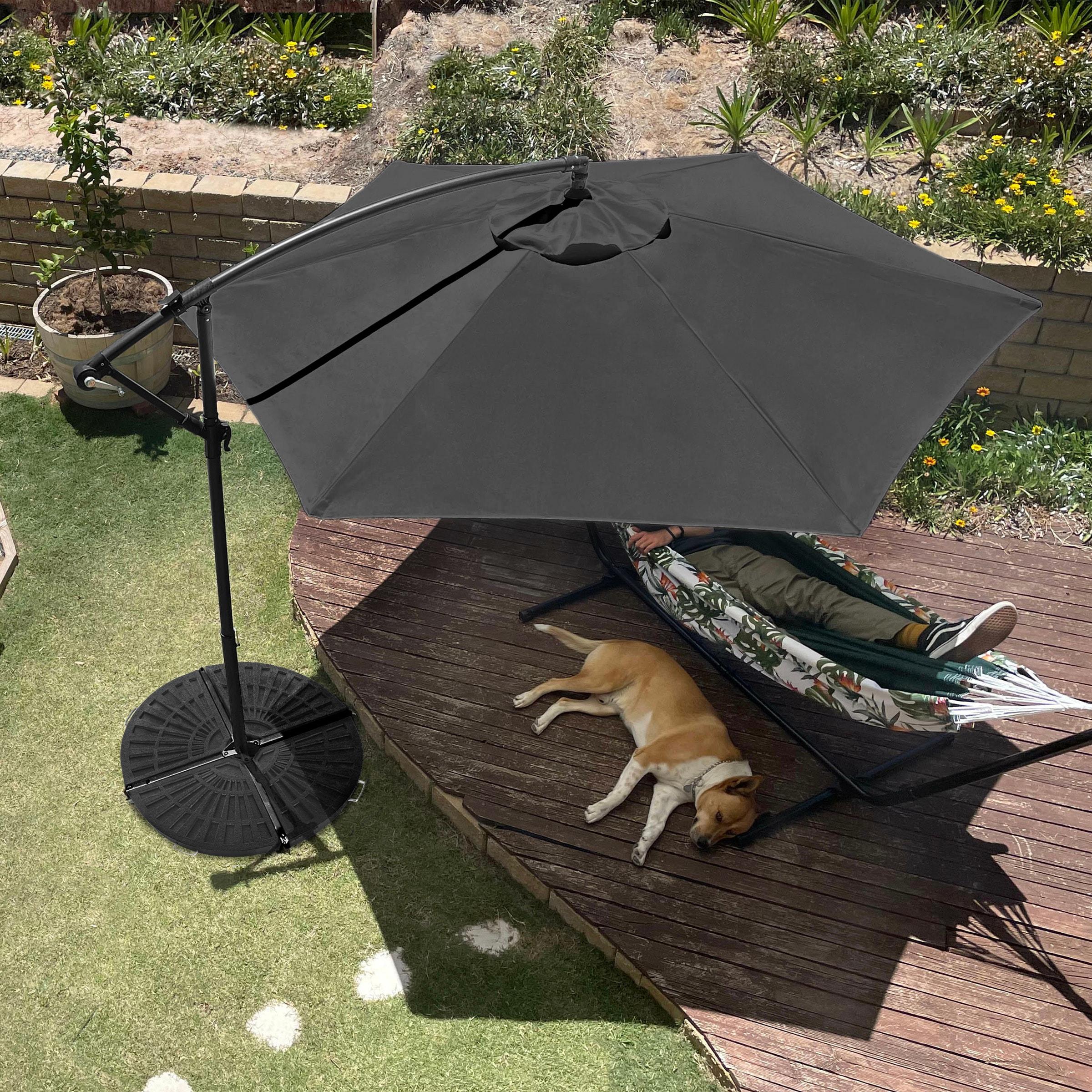 Pure Garden 10' Octagon Outdoor Patio Cantilever Umbrella Gray: Weather-Resistant with Crank Lift, 8 Ribs