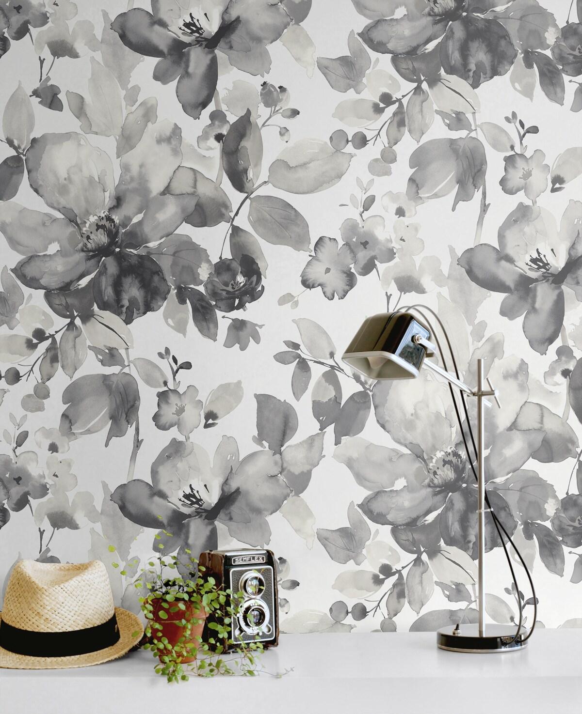 NextWall  Watercolor Flower Peel and Stick Wallpaper 20.5 in. W x 18 ft. L - Inkwell