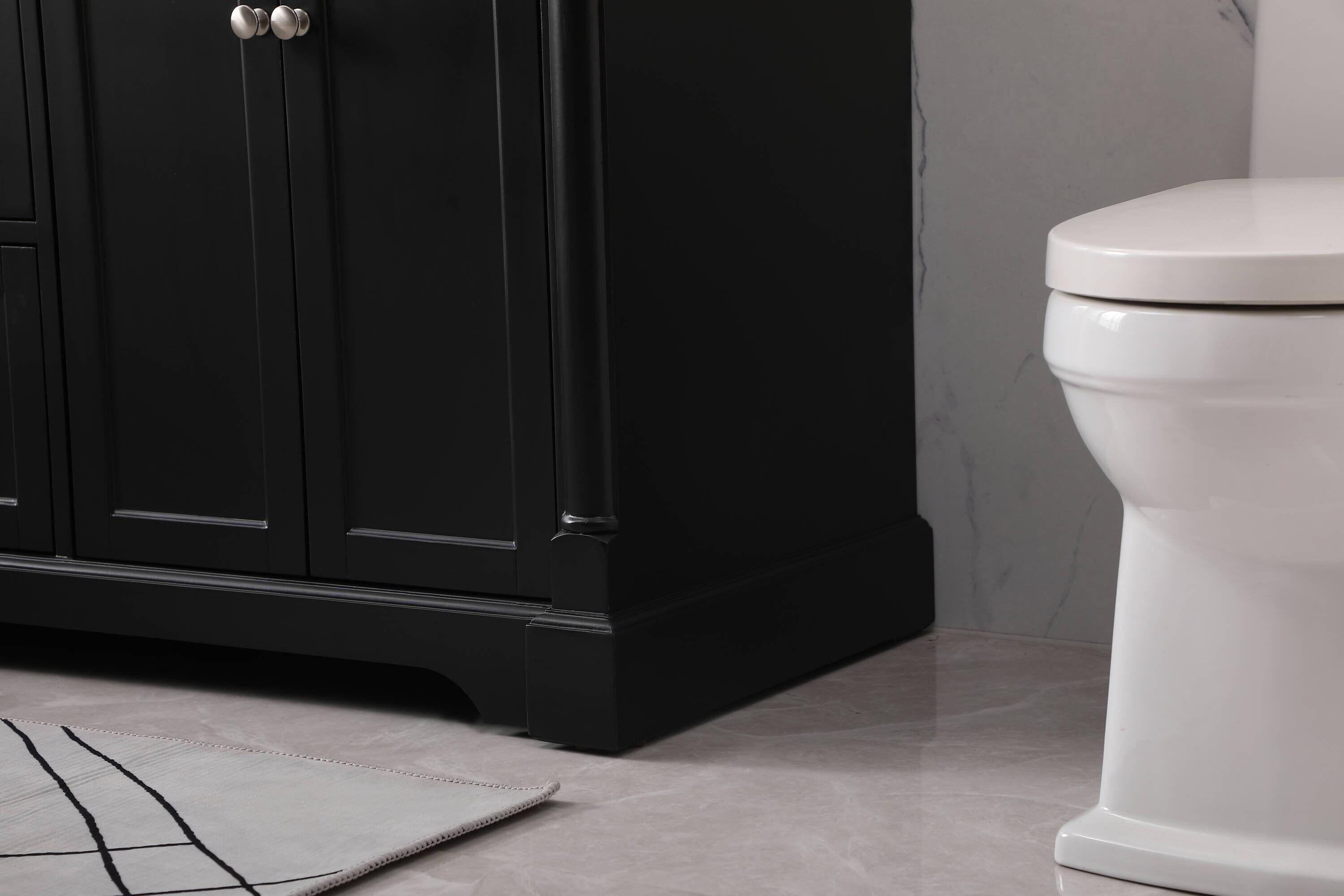 Elegant Decor Clarence 60" Solid Wood Metal Double Bathroom Vanity Set in Black