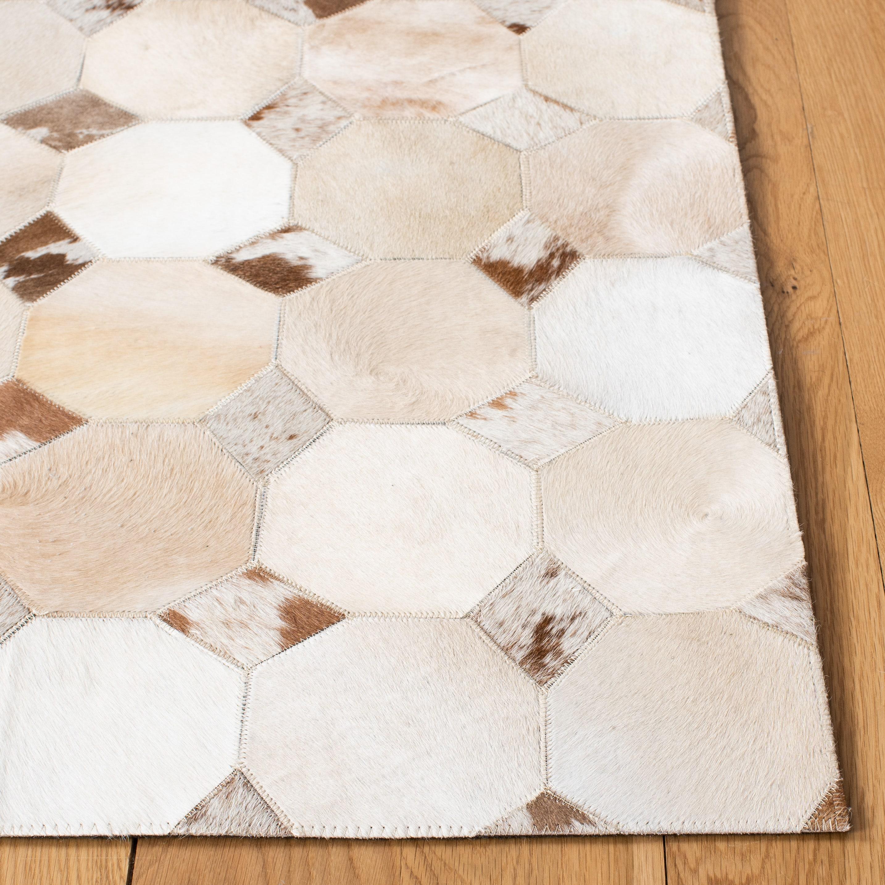 Loon Peak® Bersa Flat Weave Hair On Leather Geometric Rug