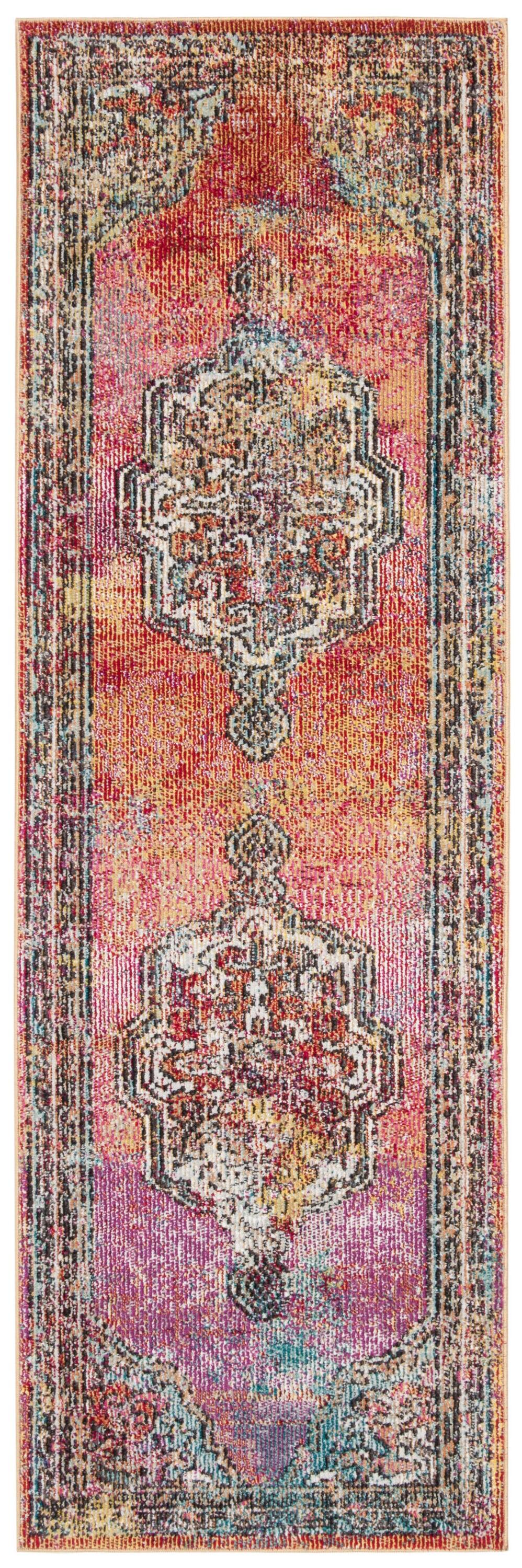 Crystal CRS502 Power Loomed Runner Rug - Orange/Light Blue - 2'2"x9' - Safavieh.