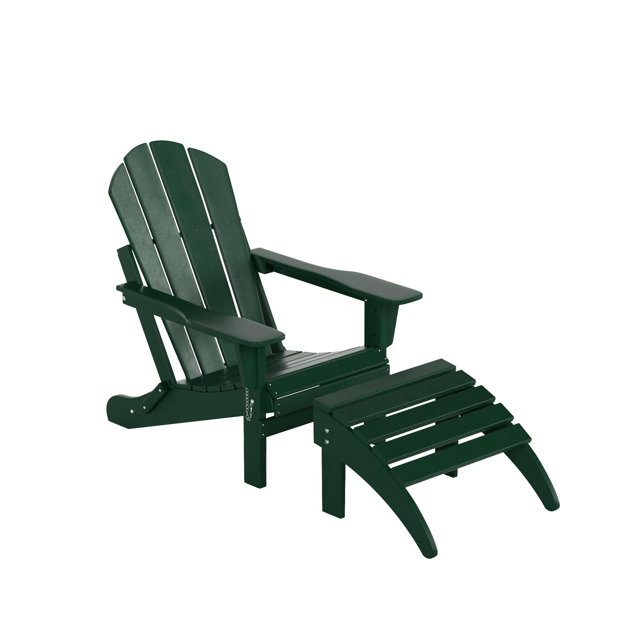 Polytrends  Laguna Hdpe All Weather Outdoor Patio Foldable Ottoman Dark Green