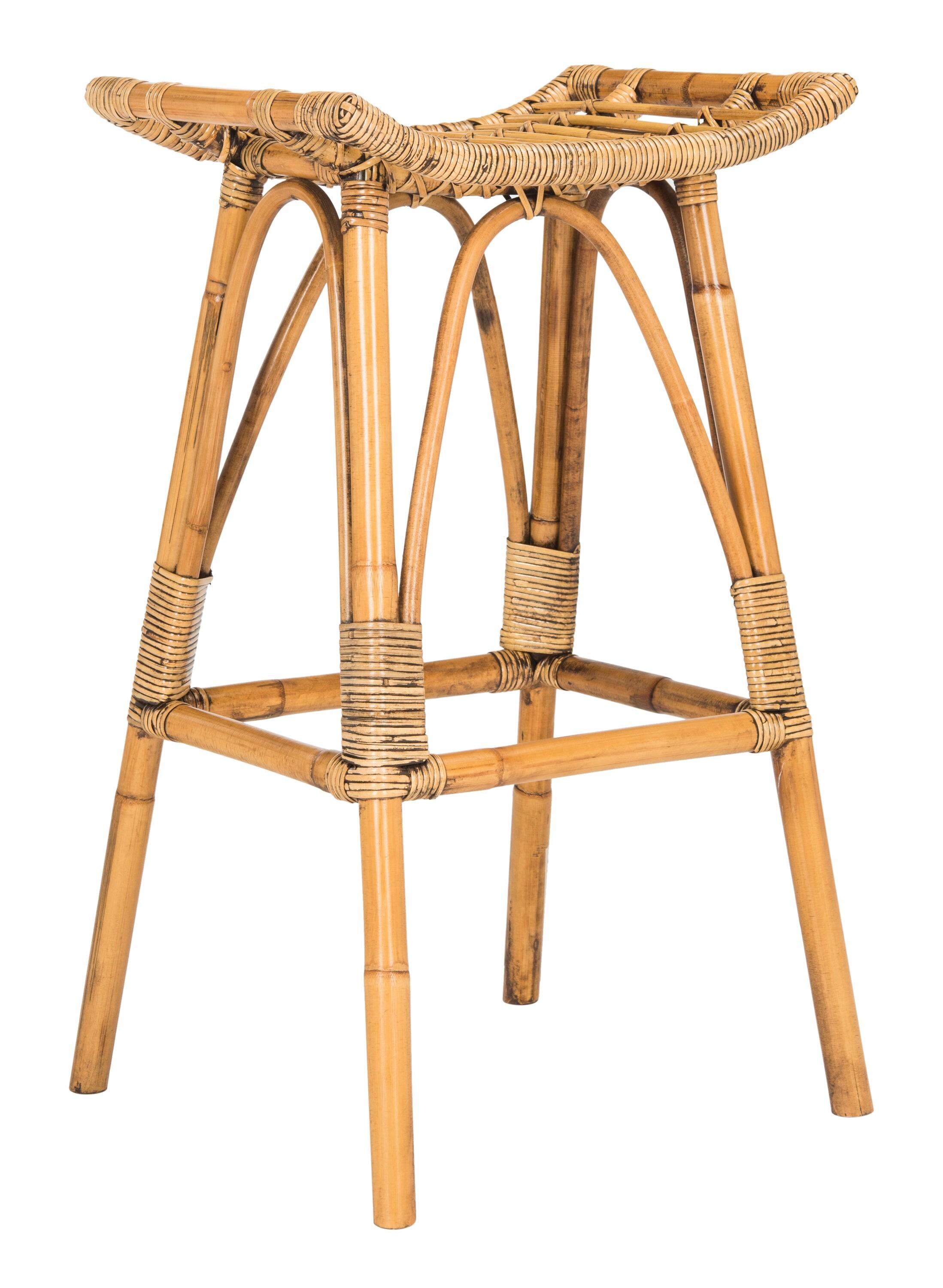 Leda Rattan Bar Stool - WIK6511 - White/Grey - Safavieh