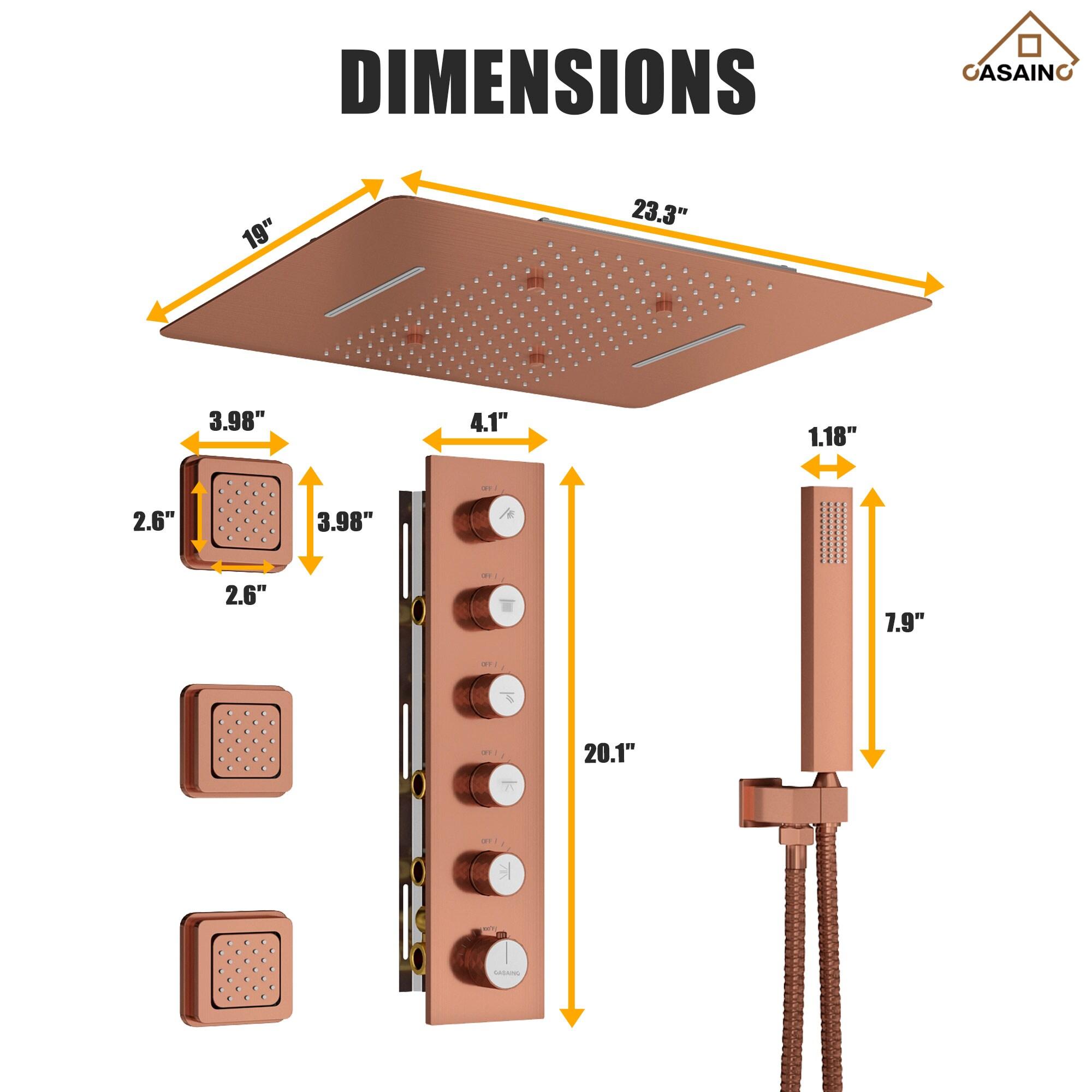 Thermostatic Complete Rainfall Shower System with Rough in-Valve and Body Spray